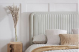 Forth Bed Frame in Warm Stone - Queen Size Modern Platform Bed with Headboard - Perfect for Bedroom, Guest Room & Apartment
