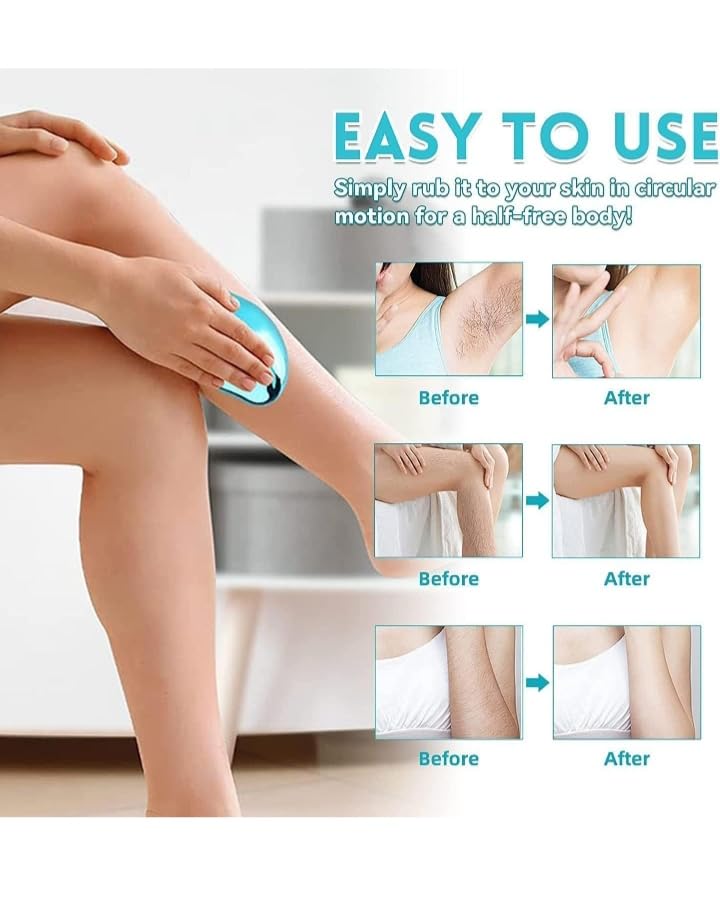 Painless Crystal Hair Eraser - Magic Exfoliating Hair Remover Tool for Men & Women - Silky Smooth Skin on Legs, Arms & Body - At-Home Hair Removal Solution for Smooth Results
