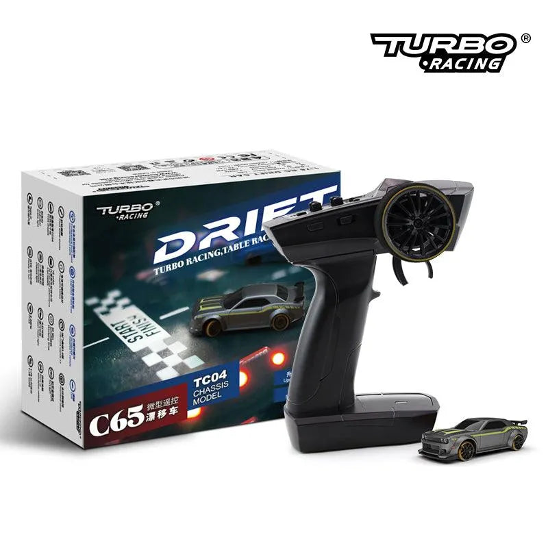 Turbo Racing C65 1/76 Scale Mini RC Drift Car with Gyroscope - 2.4GHz Remote Control Ready-to-Run (RTR) - Perfect for Indoor Racing, Drifting Practice & Collectible Model Cars