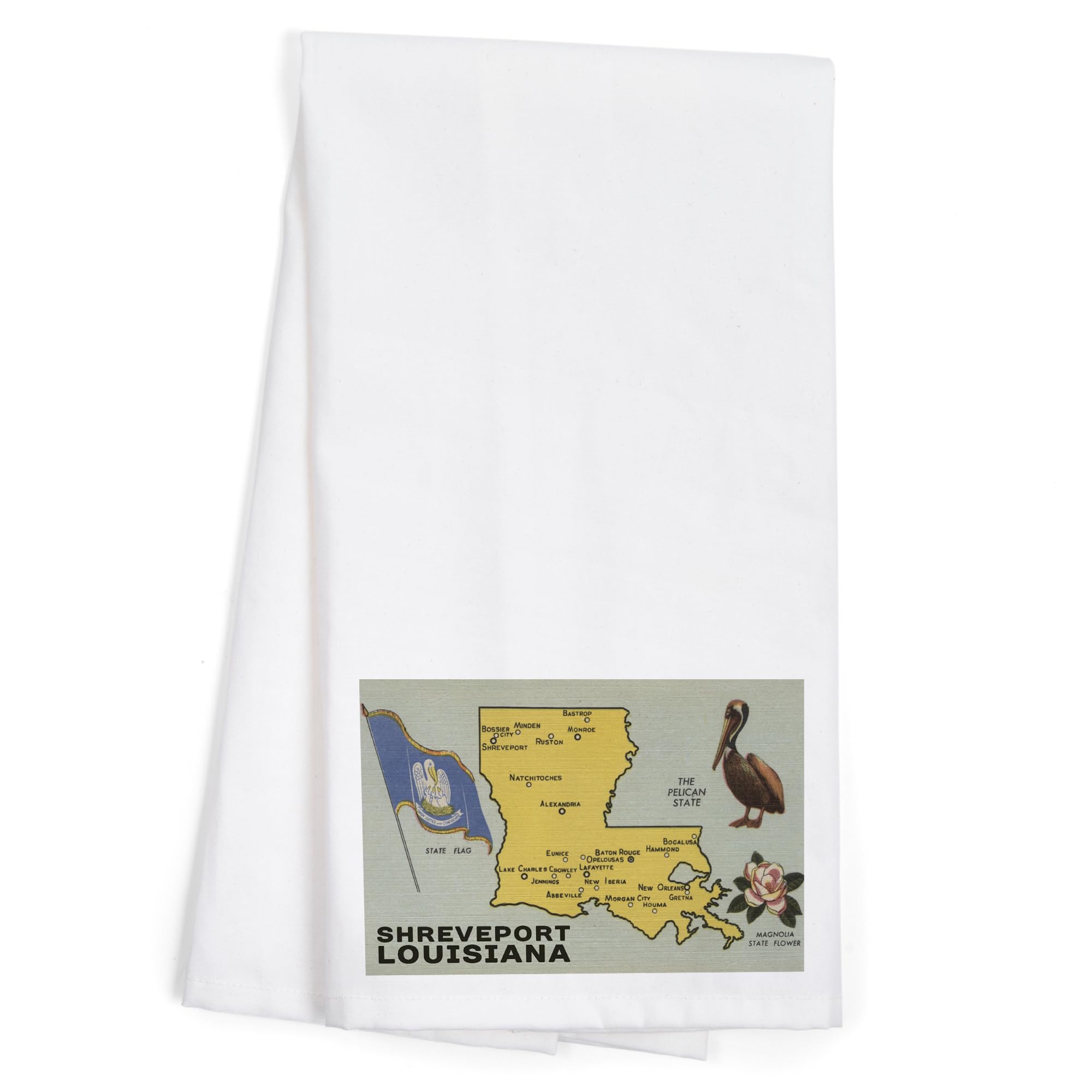 Lantern Press Shreveport Louisiana State Map Tea Towel - 100% Cotton Decorative Hand Towel for Kitchen & Home Decor | Perfect for Gifts, Dish Drying & Wall Art