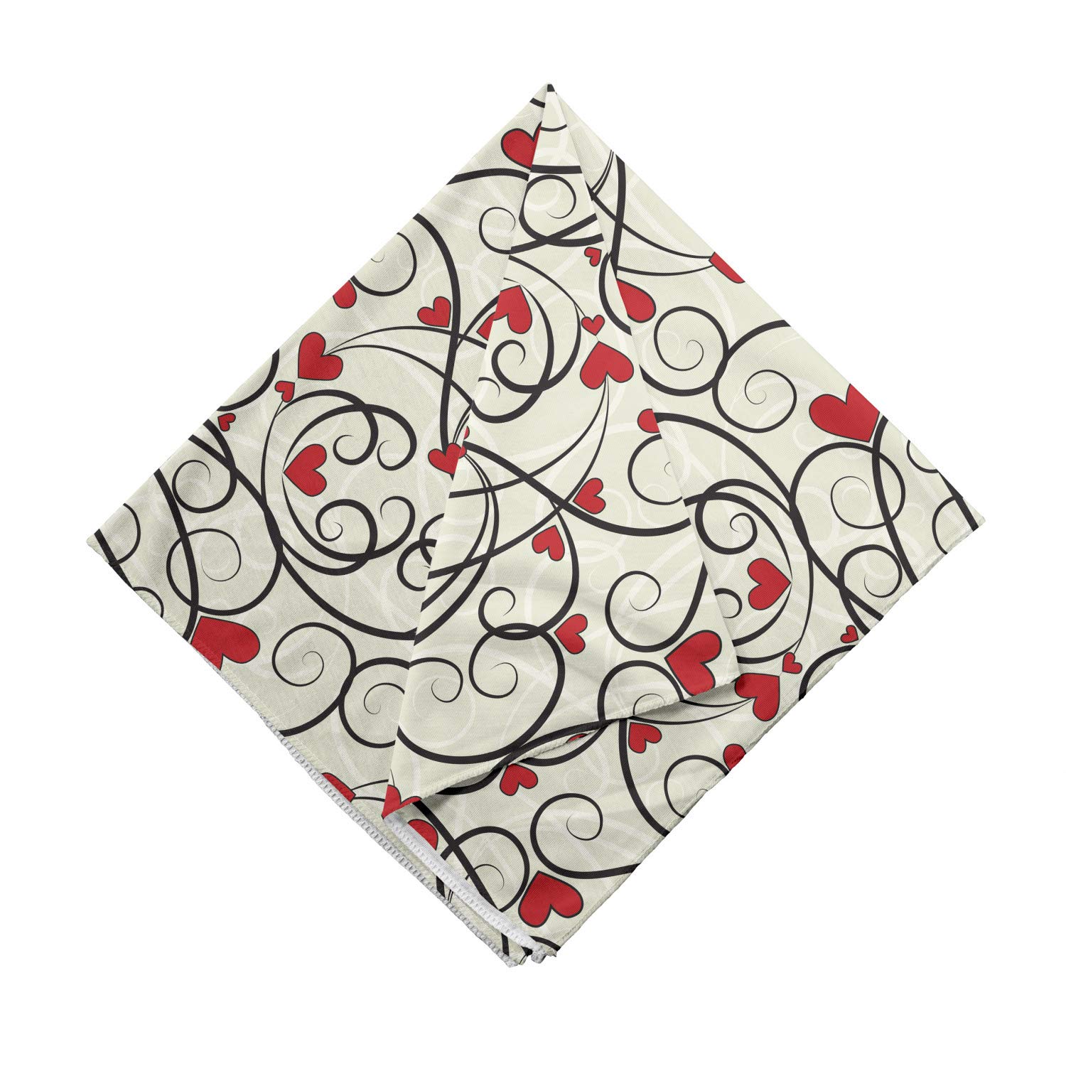 Ambesonne Summer Bandana - Wave Floral Heart Swirls Design - Unisex Head Scarf & Neck Tie for Men Women - Perfect for Beach, Music Festivals & Outdoor Activities