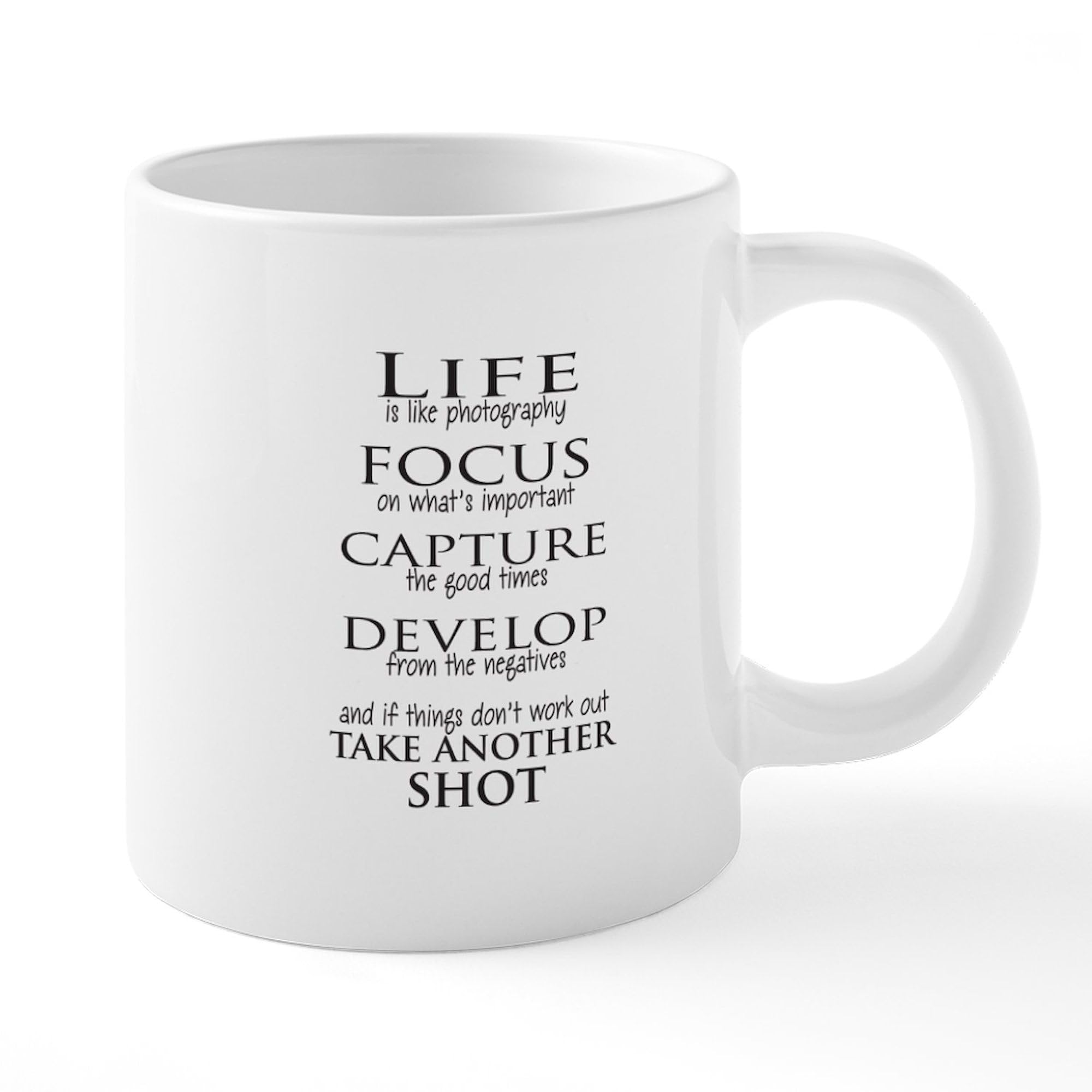 Life Is Like Photography 20 oz Ceramic Coffee Mug - Large Insulated Tea Cup for Office, Home & Gifts - Funny Inspirational Quote Mega Cup for Photographers & Artists