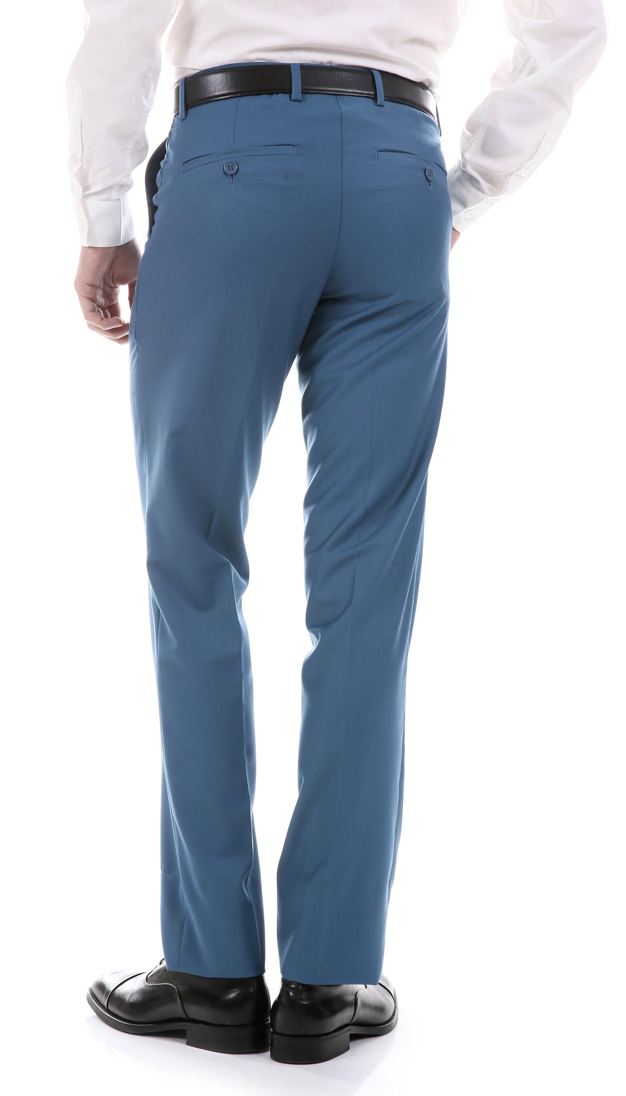 Oslo Collection Slim Fit 2-Piece Suit for Men - Teal Blue Business Formal Attire | Perfect for Weddings, Office Meetings & Special Occasions