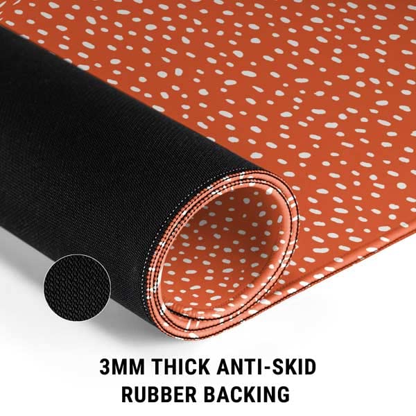Skinit Large Gaming Mouse Pad - Orange Spots Design with Stitched Edges, Waterproof Non-Slip Rubber Base, Extended Desk Mat for Keyboard & Mouse | Perfect for PC Gaming, Office Work & Home Computer Setup
