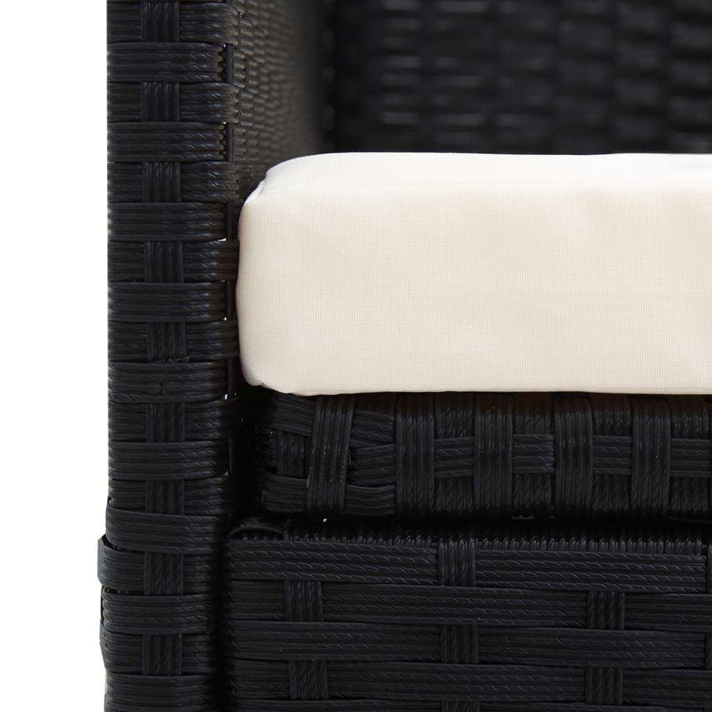 Black Poly Rattan Patio Bed with Cushion & Pillows - Outdoor Lounge Furniture for Garden, Poolside, or Balcony Relaxation