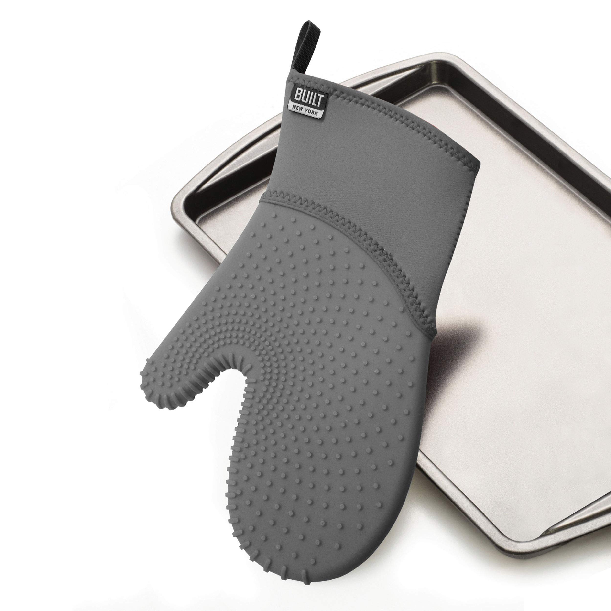 BUILT Neoprene and Silicone Ultimate Grip 12.5 Inch Oven Mitt - Heat Resistant Gray Kitchen Glove for Baking, Grilling & Cooking (Model 5252339)
