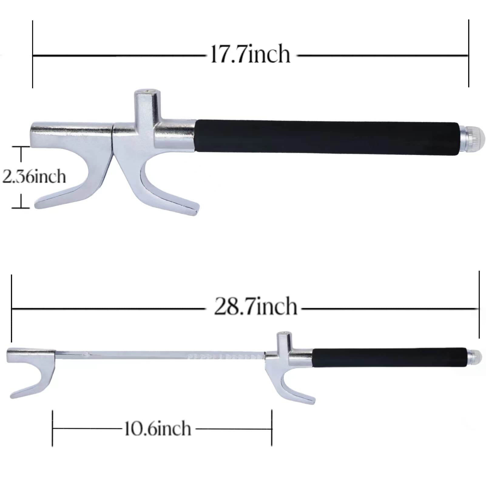 Anti-Theft Heavy Duty Steering Wheel Lock Bar - Adjustable Length Universal Car Security Device with Emergency Hammer & 3 Keys (Black) - Perfect for Parking Security & Vehicle Theft Prevention
