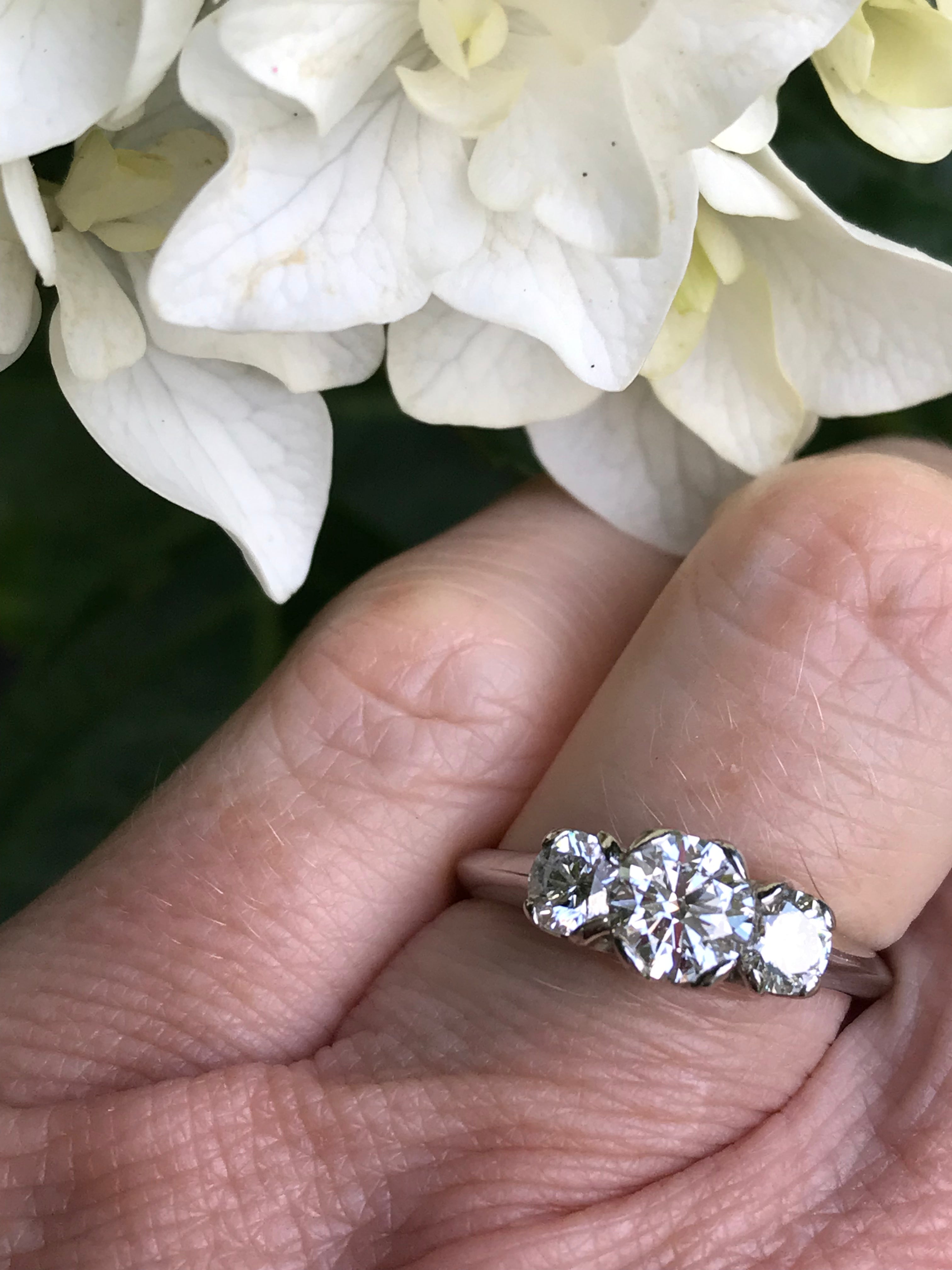 1.21 ct Platinum Certified Natural Diamond Trilogy Ring for Women - Elegant Engagement, Wedding, Anniversary Gift