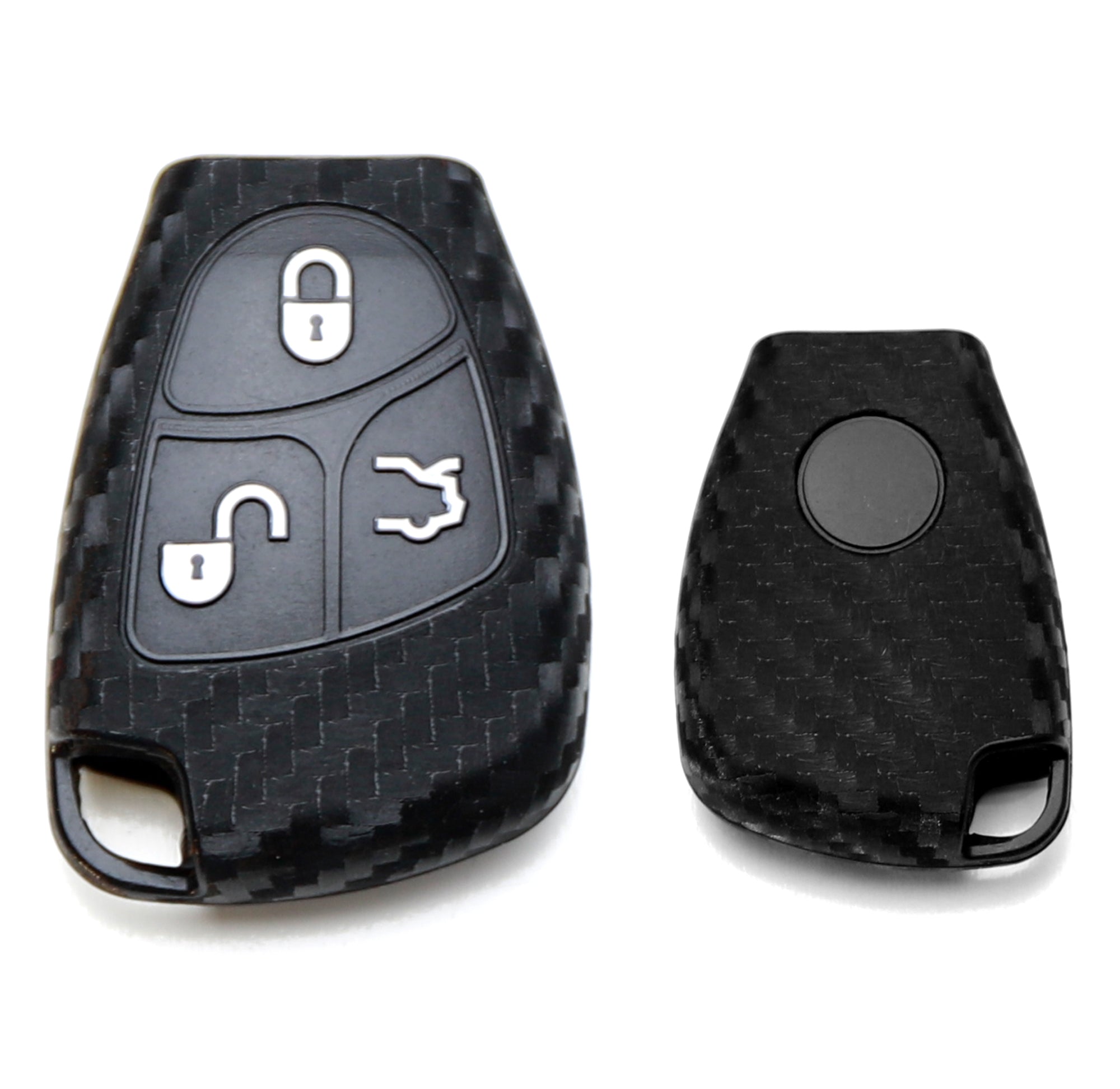 Premium Carbon Fiber Style Silicone Key Fob Cover for Mercedes-Benz C/E/S/G/CL Class (Gen1 Keyless Entry) - Durable Protection & Stylish Accessory for Car Keys