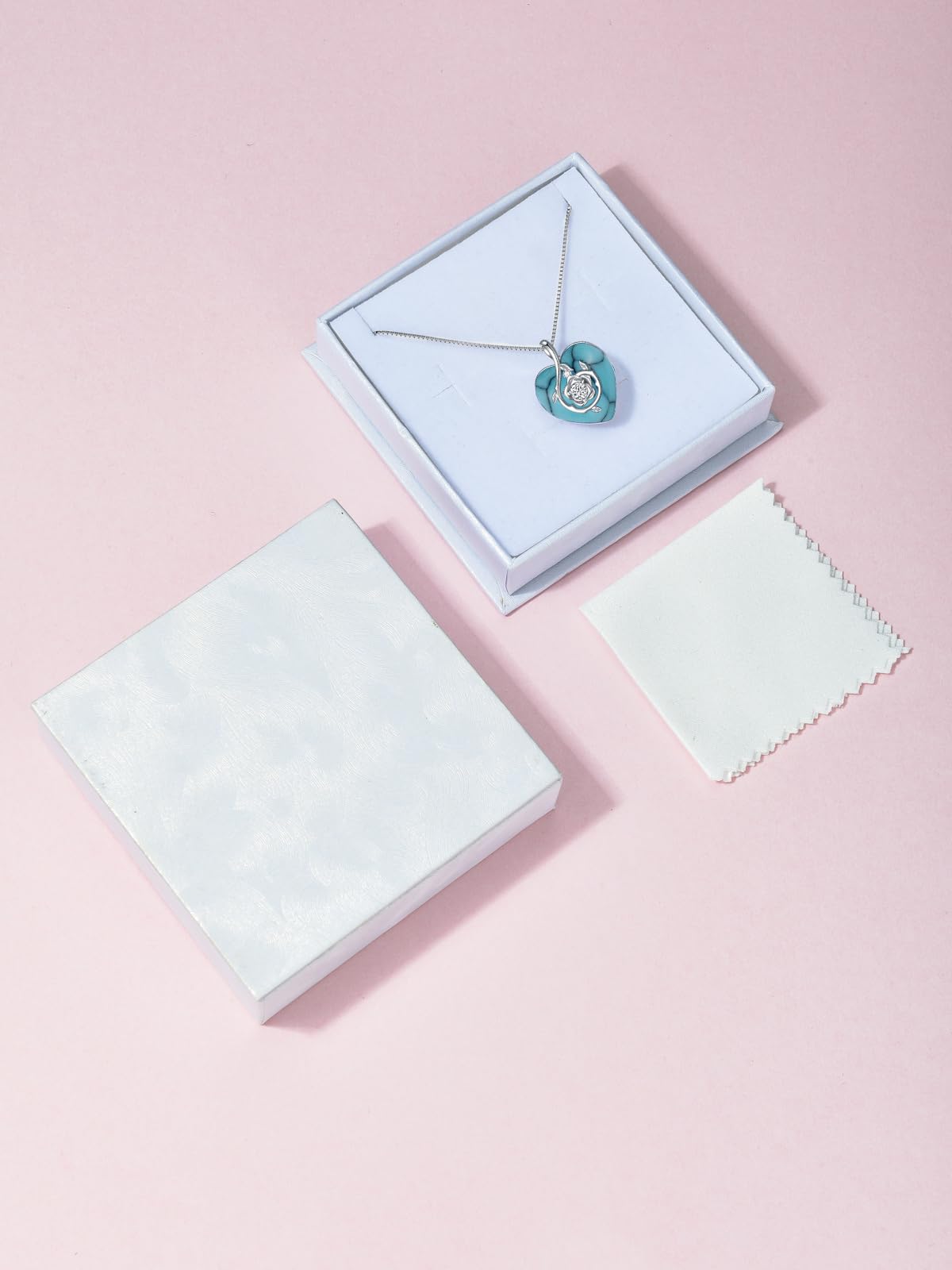 12 Month Birthstone Sterling Silver Heart Rose Pendant Necklace - Mother's Day, Anniversary, Birthday, Christmas & Valentine's Day Jewelry Gift for Women, Wife, Girlfriend & Mom | Perfect for Romantic Occasions, Special Celebrations & Everyday Elegance