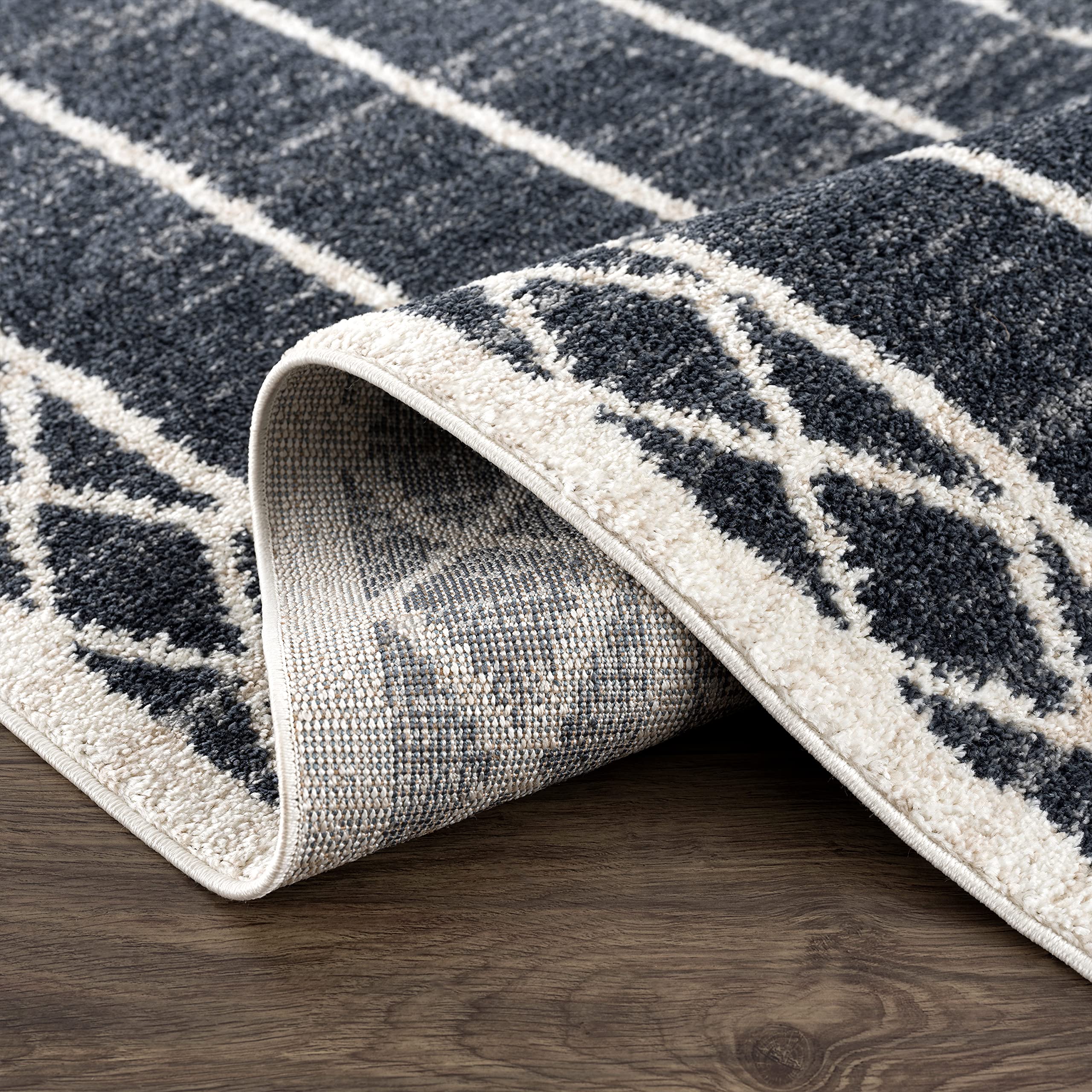 Abani Tribal Design Grey & Charcoal Traditional Non-Shedding 8x10 Dining Room Rug - Perfect for Under Table Decor, Living Room & High Traffic Areas