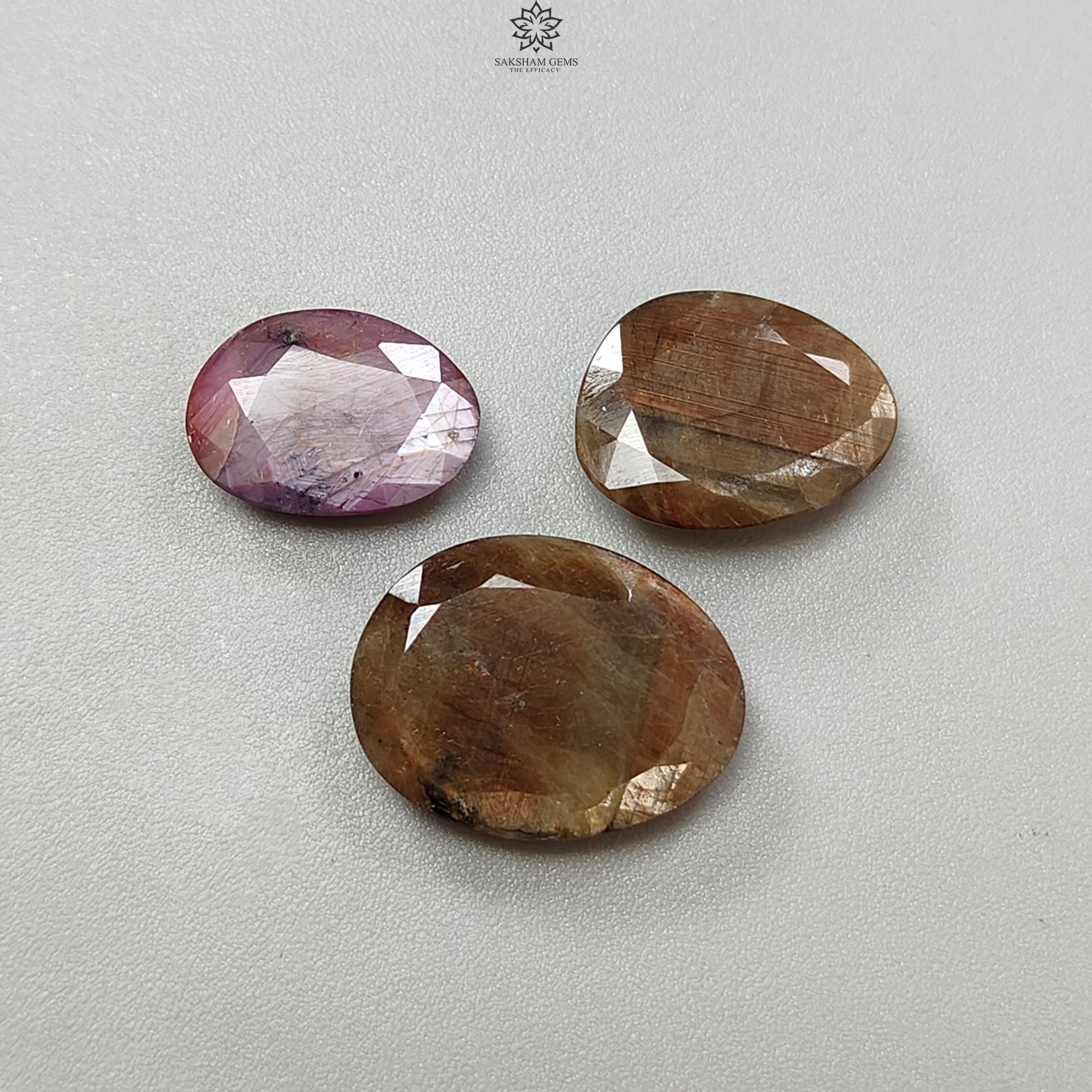 Natural Untreated Golden Brown Chocolate & Pink Sapphire Gemstone Set - 22.10cts Faceted Cut Fancy Shape (13x9mm & 17x13mm, 3pcs) - Perfect for Jewelry Making, Engagement Rings & Unique Gift Ideas