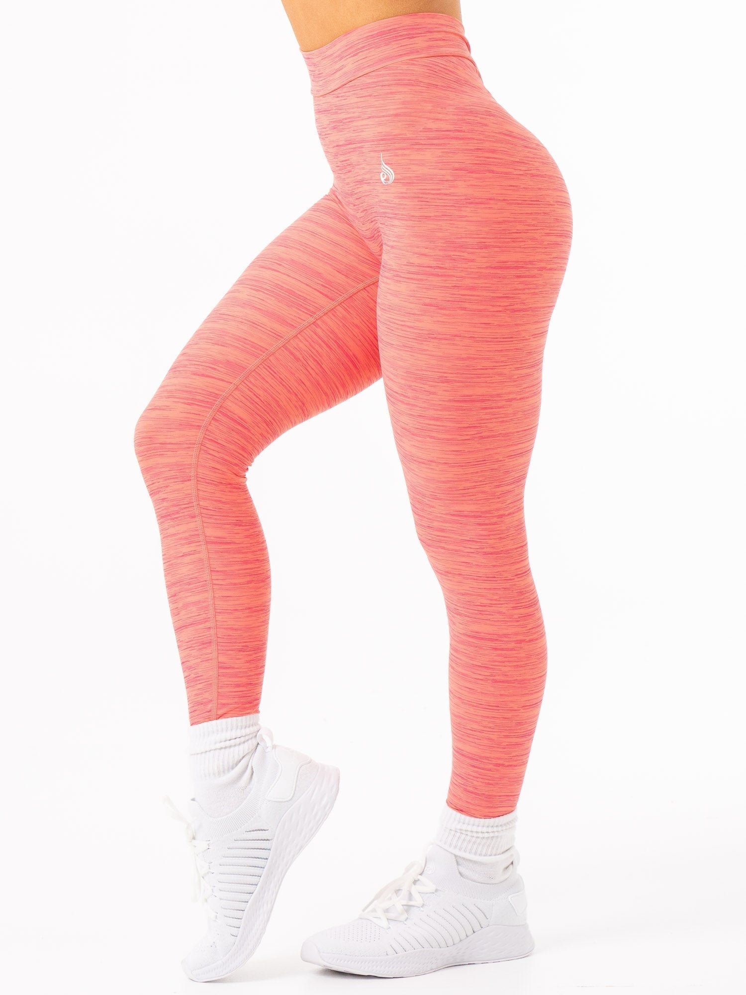 NKD V Scrunch Leggings Coral Marl - High Waisted Tummy Control Yoga Pants for Women, Perfect for Workouts, Running & Lounge Wear
