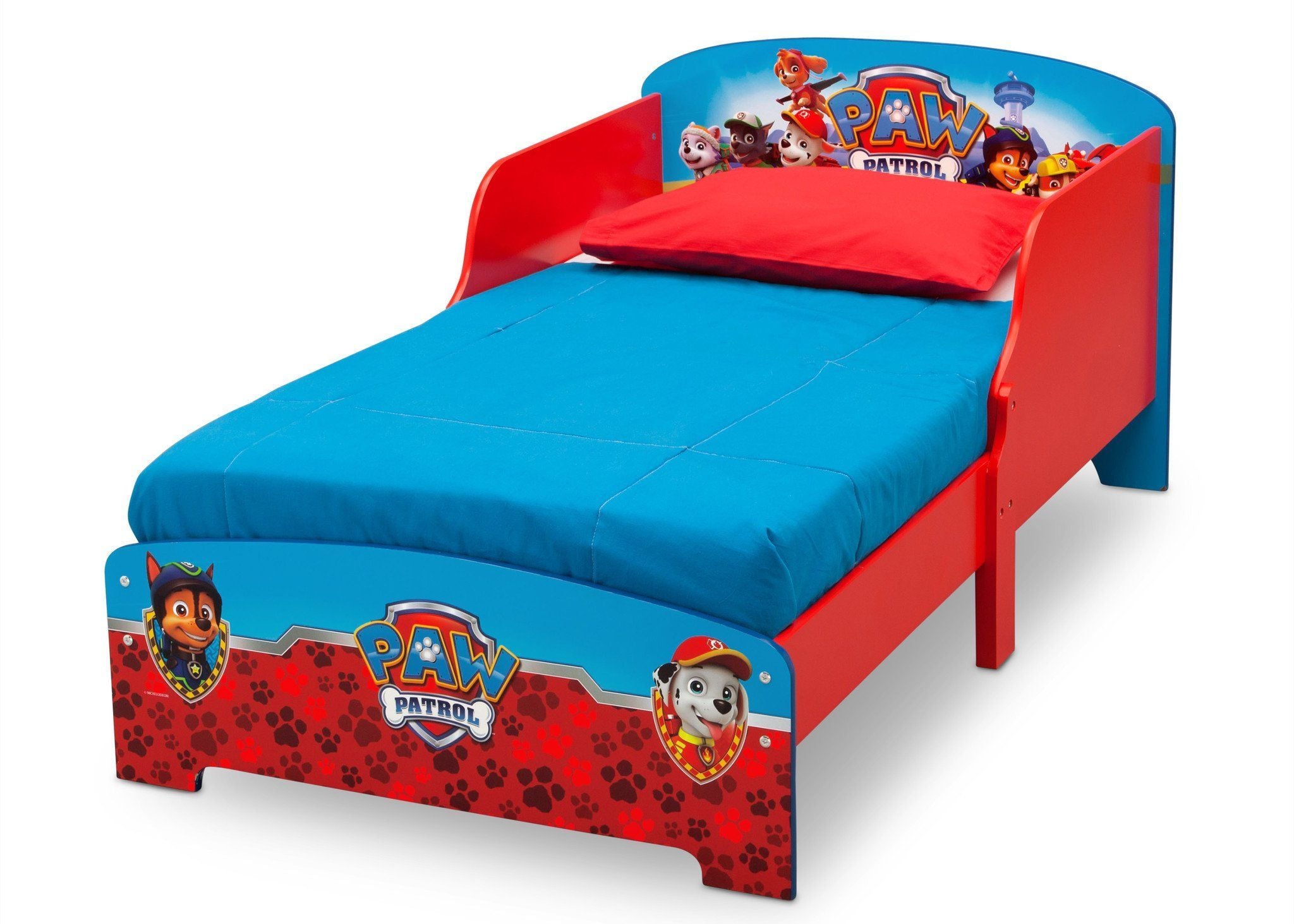 PAW Patrol Wood Toddler Bed - Kids Themed Bed Frame for Boys & Girls - Perfect for Nursery, Bedroom Decor and Toddler Sleep Safety
