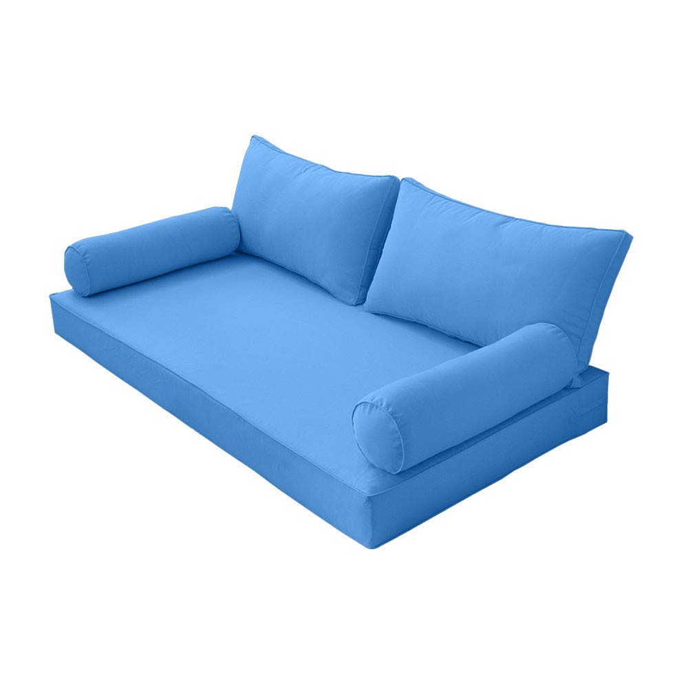 Prolinemax Outdoor Style 2 Twin-XL Piped Trim Daybed Mattress Bolster Pillow Fitted Sheet Cover - Waterproof & Breathable Fabric - Perfect for Patio, Sunroom, and Outdoor Furniture Protection