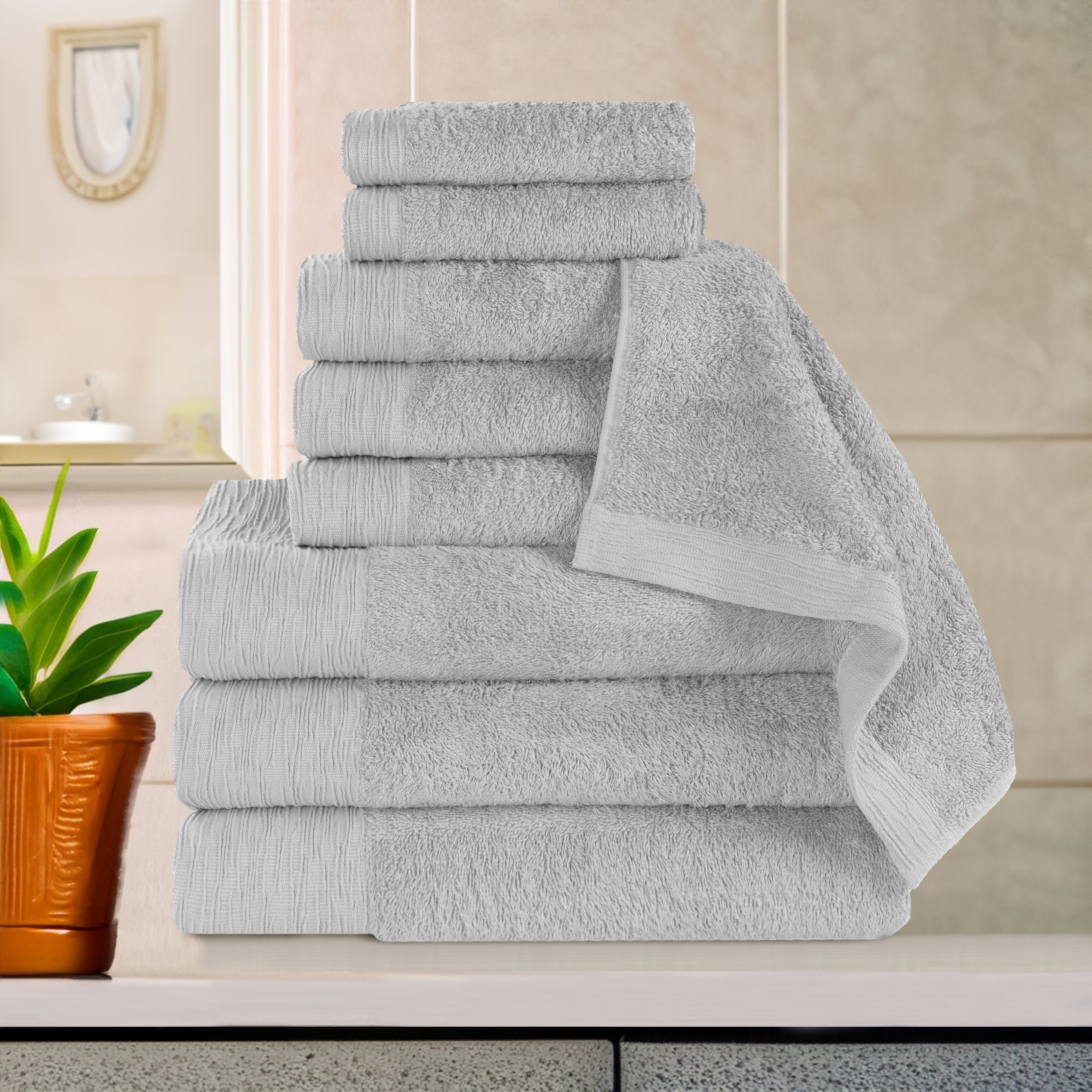 Bamboo Rayon 9-Piece Towel Set - Ultra Soft, Eco-Friendly & Fluffy - Perfect for Bath, Spa & Guest Use