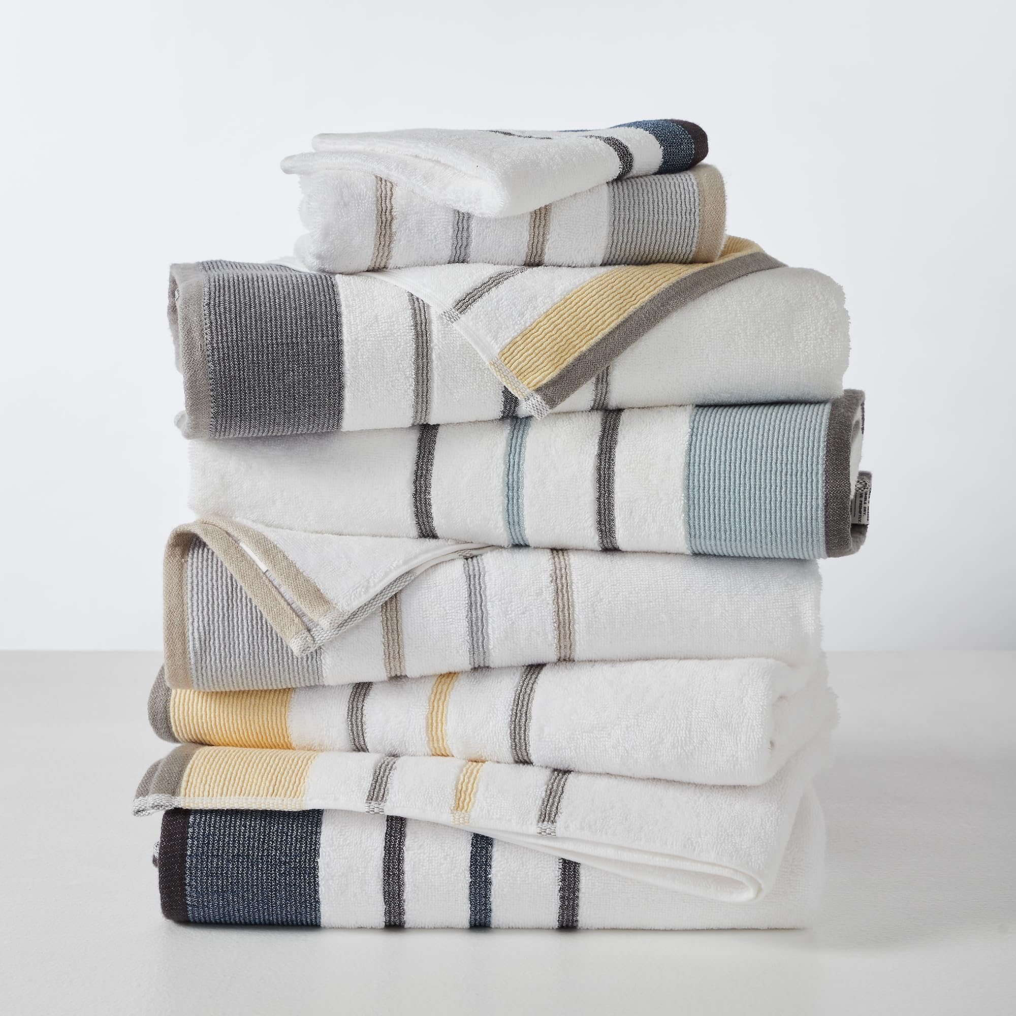 Great Bay Home 6-Piece Decorative Bath Towel Set - Ultra-Soft Combed Cotton Bath, Hand Towels & Washcloths - Luxury Bathroom Towels for Spa, Guest & Master Bath Decor (Blue/December Sky)