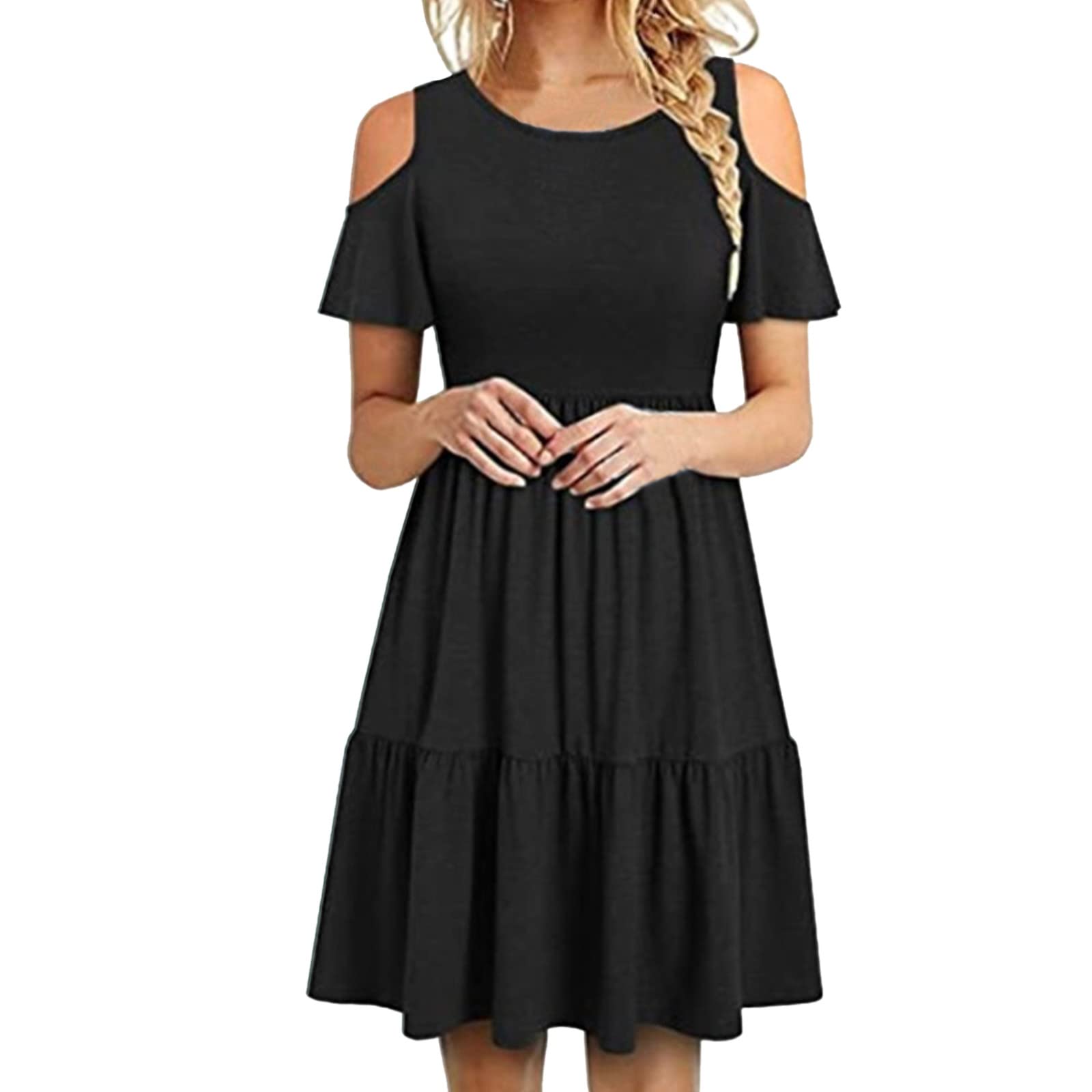 Women's Summer Casual T-Shirt Dress - Floral Printed Short Sleeve Beach Sun Dress with Skirt | Perfect for Vacations, Beach Outings & Summer Parties
