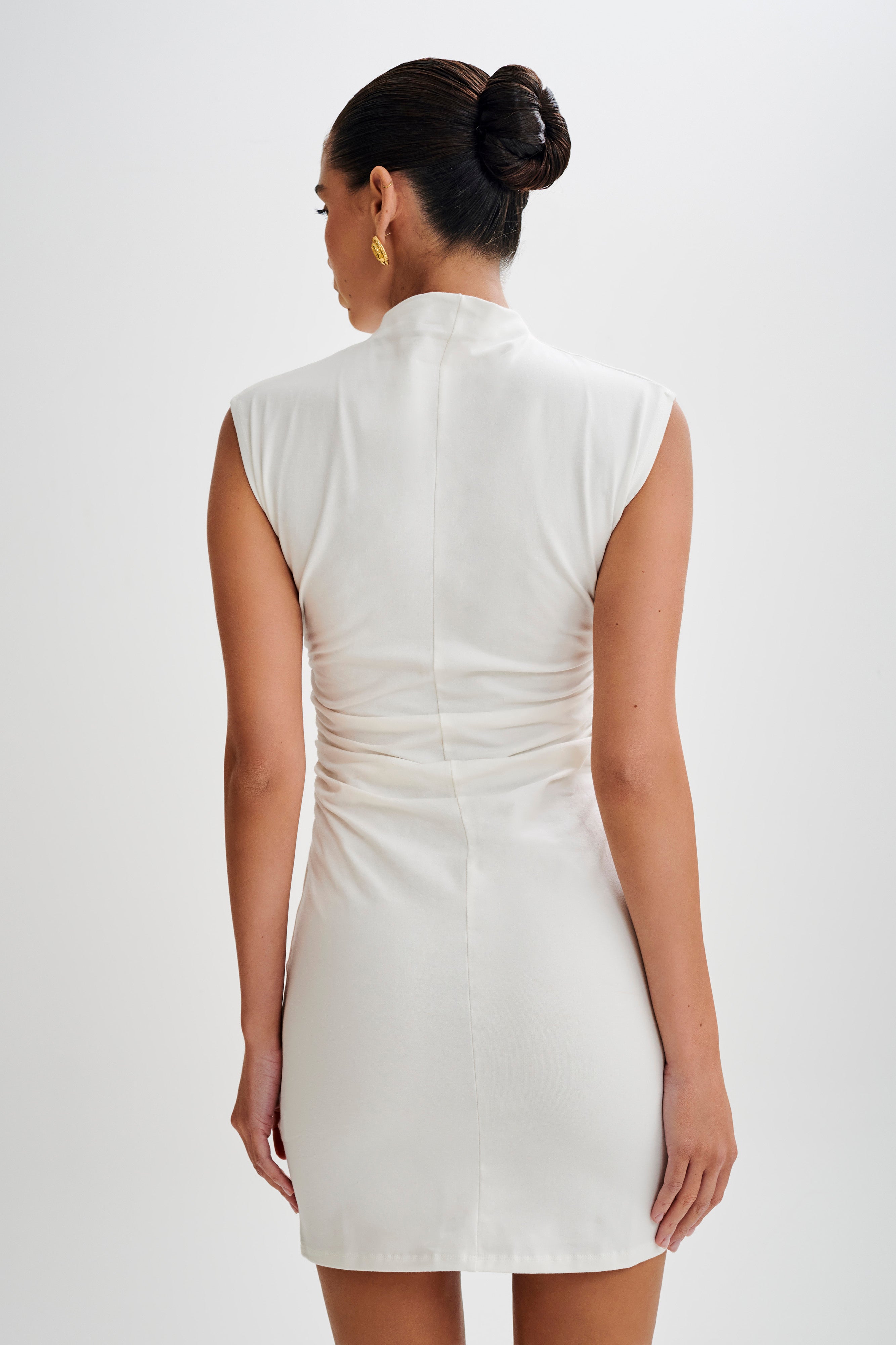 Melania High Neck Mini Dress for Women - Elegant White Summer Party Cocktail Dress | Perfect for Weddings, Date Nights & Special Occasions
