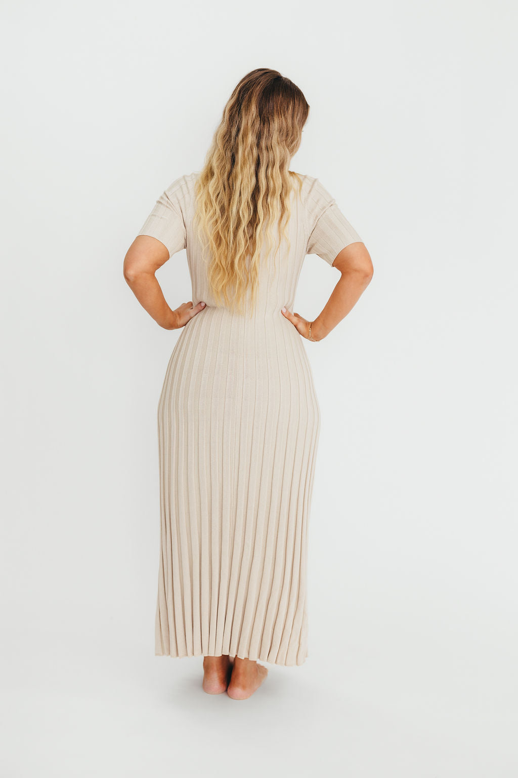 Oakley Ribbed Maxi Dress in Dusty Taupe - Bump Friendly Maternity Dress for Women | Comfortable Stretchy Pregnancy Outfit for Casual Wear, Baby Shower & Special Occasions