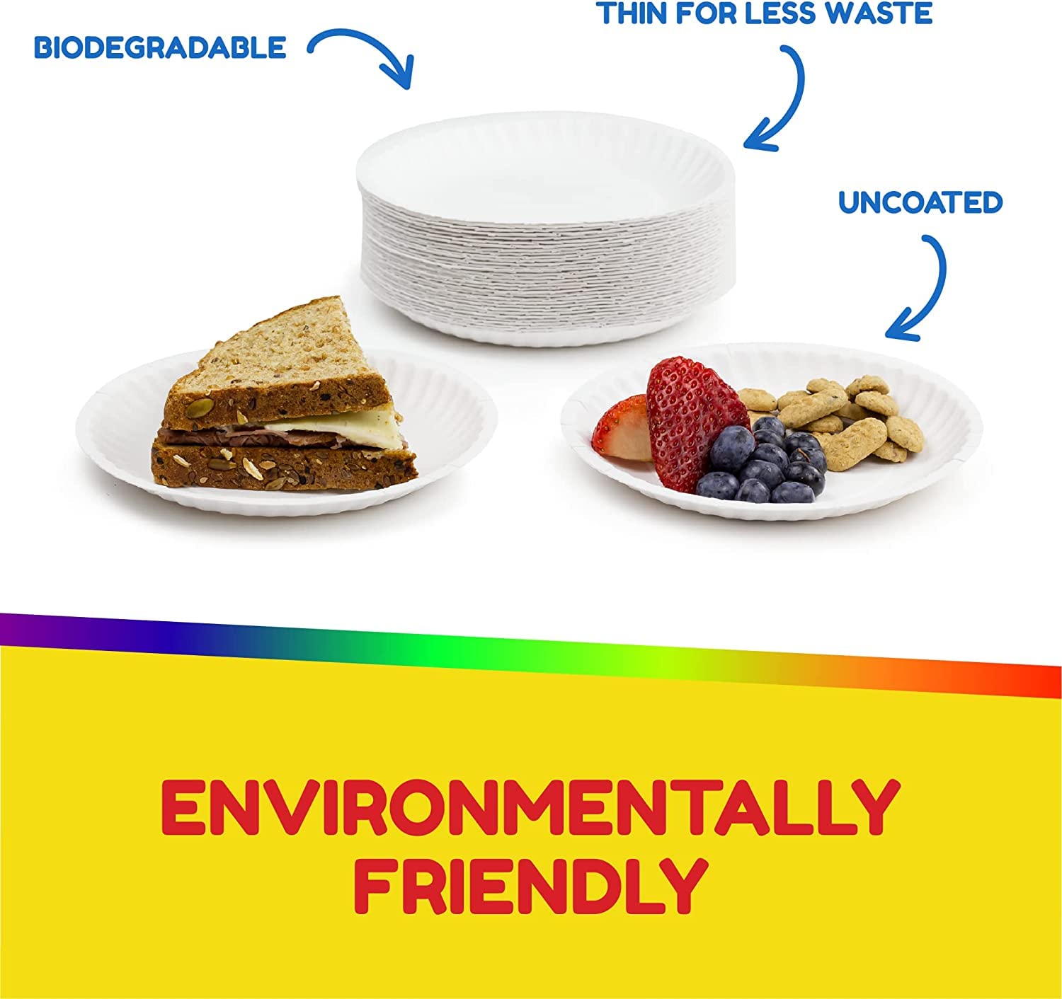 Hygloss Products 9-Inch White Uncoated Paper Plates - Eco-Friendly, Recyclable & Disposable Bulk Pack of 1200 - Perfect for Parties, Picnics, School Events, Arts & Crafts Projects