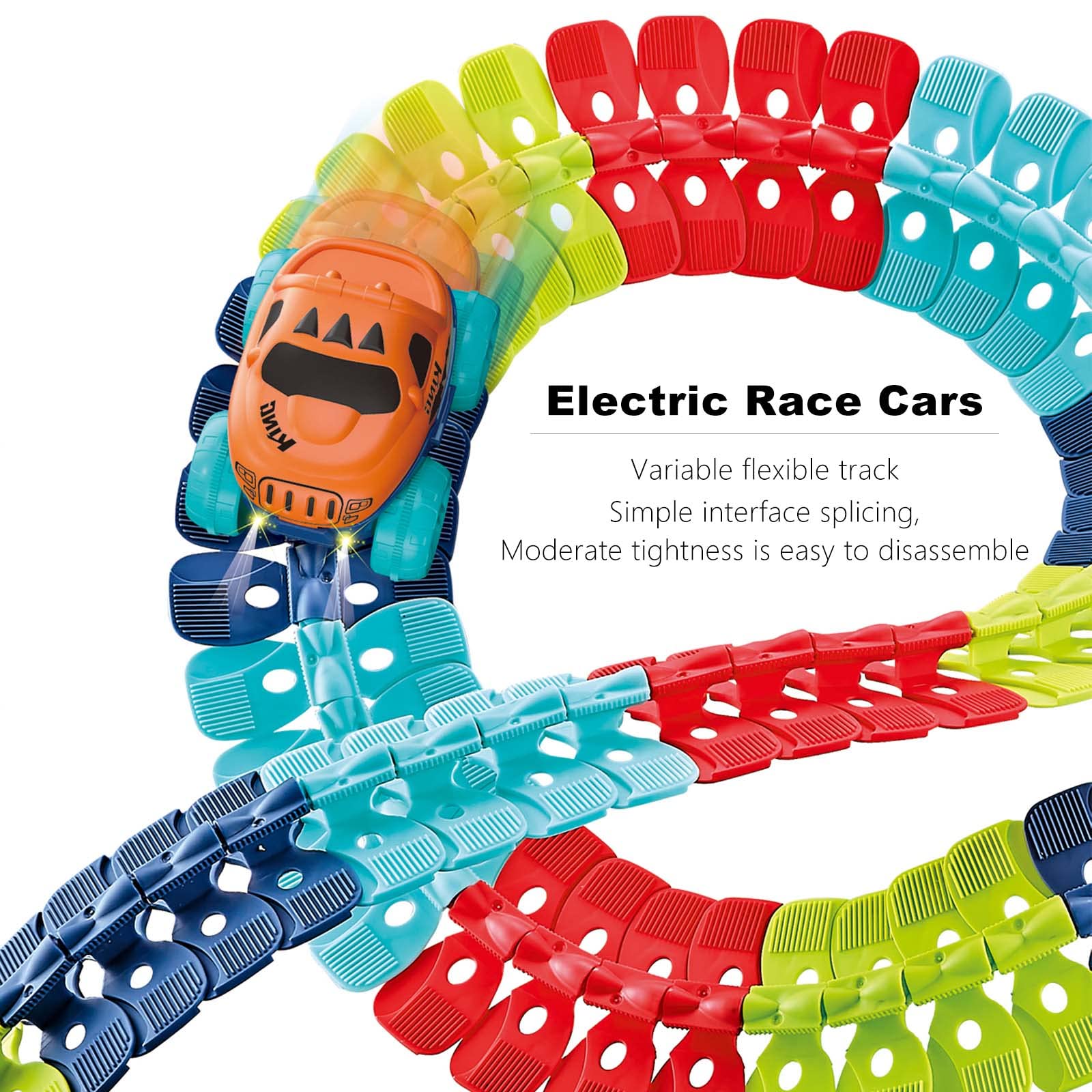 94-Piece Magic Race Car Track Set - Flexible & Changeable Toy for Boys & Girls Ages 3-12 | Perfect Christmas & Birthday Gift | Indoor & Outdoor Play, STEM Learning Toy for Kids