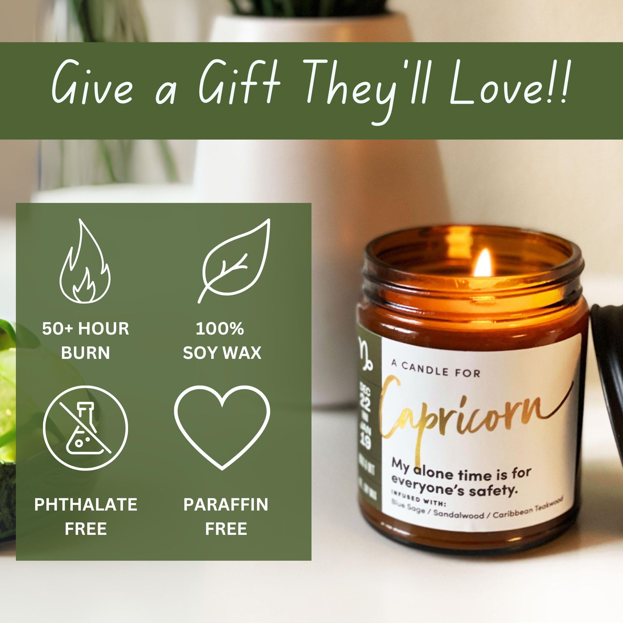 Capricorn Zodiac Candle for Women - 9oz Astrology Gift, December & January Birthday Present, Soy Wax Aromatherapy Candle - Perfect for Home Decor, Meditation & Relaxation Gifts