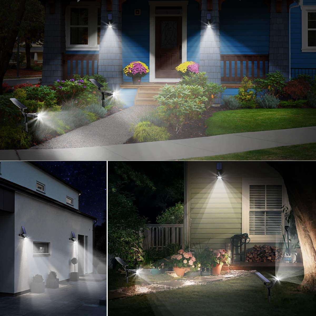 URPOWER Upgraded Solar Lights Outdoor Waterproof - 2 Pack Cool White Solar Spotlights with 2 Modes & Auto On/Off for Garden, Yard, Pathway, Pool & Landscape Lighting | Perfect for Patio, Deck, Driveway & Backyard Decor