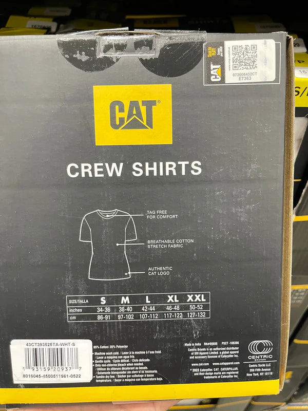 CAT 4 Pack Men's White Cotton Short Sleeve Logo T-Shirts - Breathable Casual Tees for Work, Gym & Everyday Wear