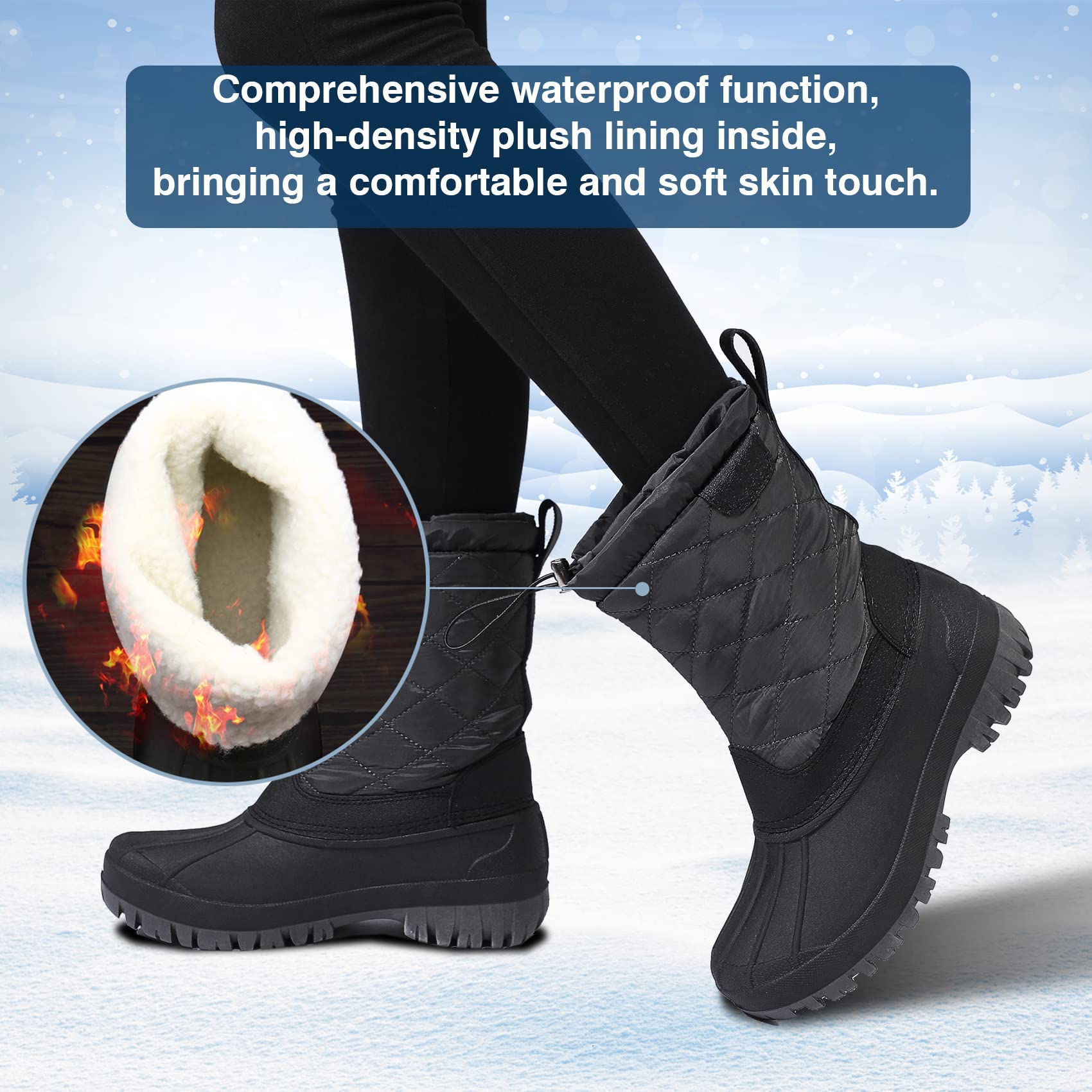 JSWEI Women's Waterproof Winter Snow Boots - Warm Ankle Boots for Outdoor Walking, Hiking & Snow Activities | Fashionable & Comfortable for Cold Weather