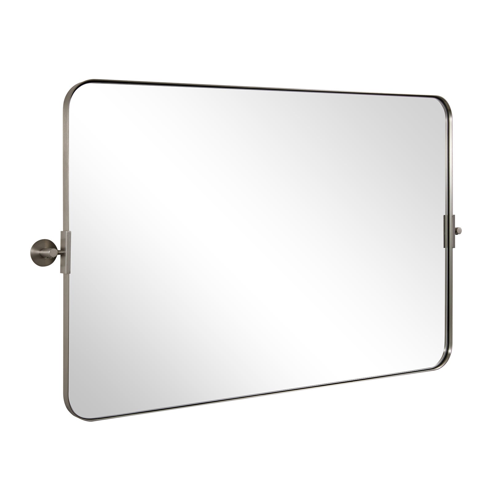 Tilting Rectangular Pivot Mirror for Bathroom & Vanity - Stainless Steel Frame | Space-Saving Wall Mounted Mirror for Makeup, Shaving & Home Decor