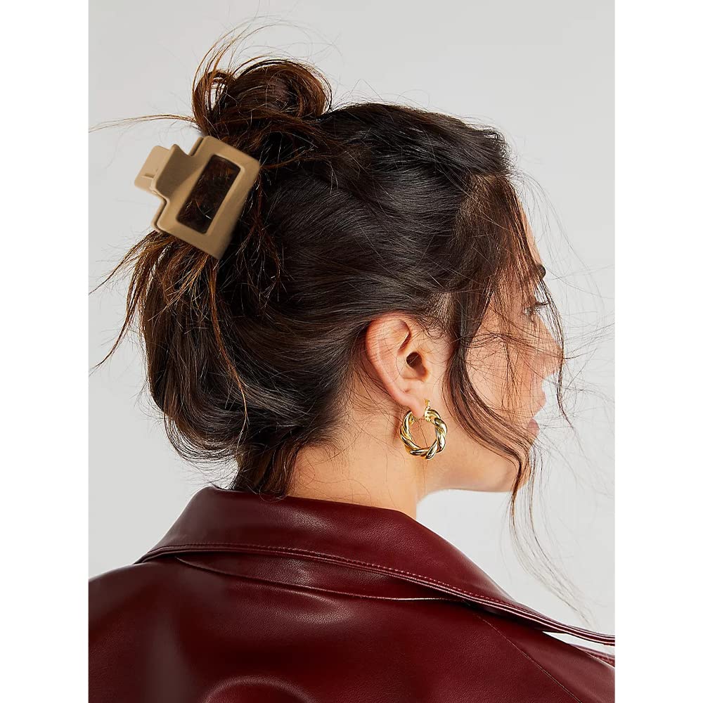 Bolonar 4Pcs Small Hair Clips for Thin & Thick Hair - 2 Inch Square Matte Neutral Color Claw Clips for Women | Perfect for Office, School, and Everyday Styling