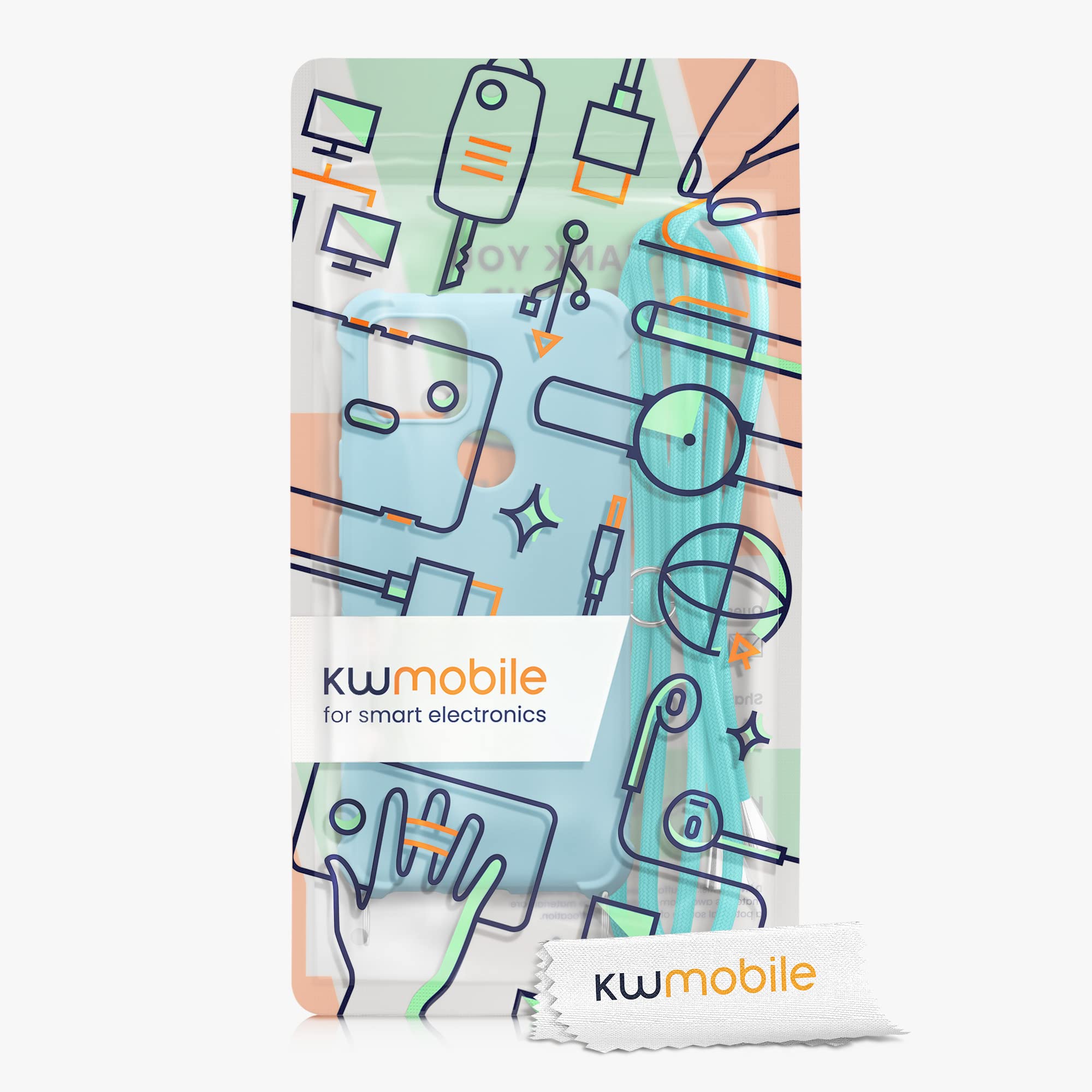 kwmobile Google Pixel 5a 5G Crossbody Case - Light Blue TPU Cover with Strap for Daily Use