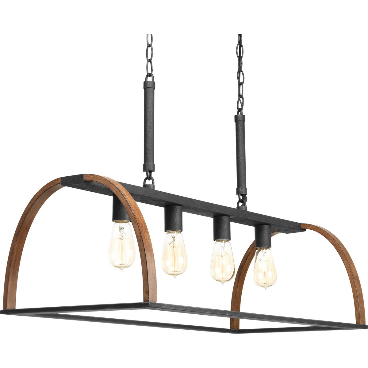 Trestle Collection 4-Light Farmhouse Chandelier - Gilded Iron Rustic Ceiling Light Fixture for Dining Room, Kitchen Island & Entryway