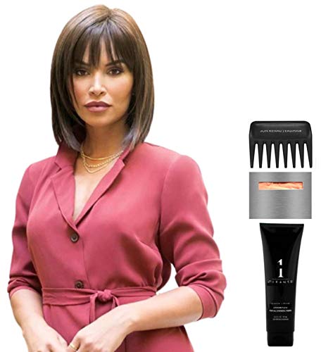 Noriko Alva Wig Bundle - 5 Piece Set with Christy's Wigs Q&A Booklet, Travel Size Wig Shampoo (2oz), Wig Cap & Wide Tooth Comb - Sugar Cane Color - Perfect for Travel, Cosplay & Everyday Styling