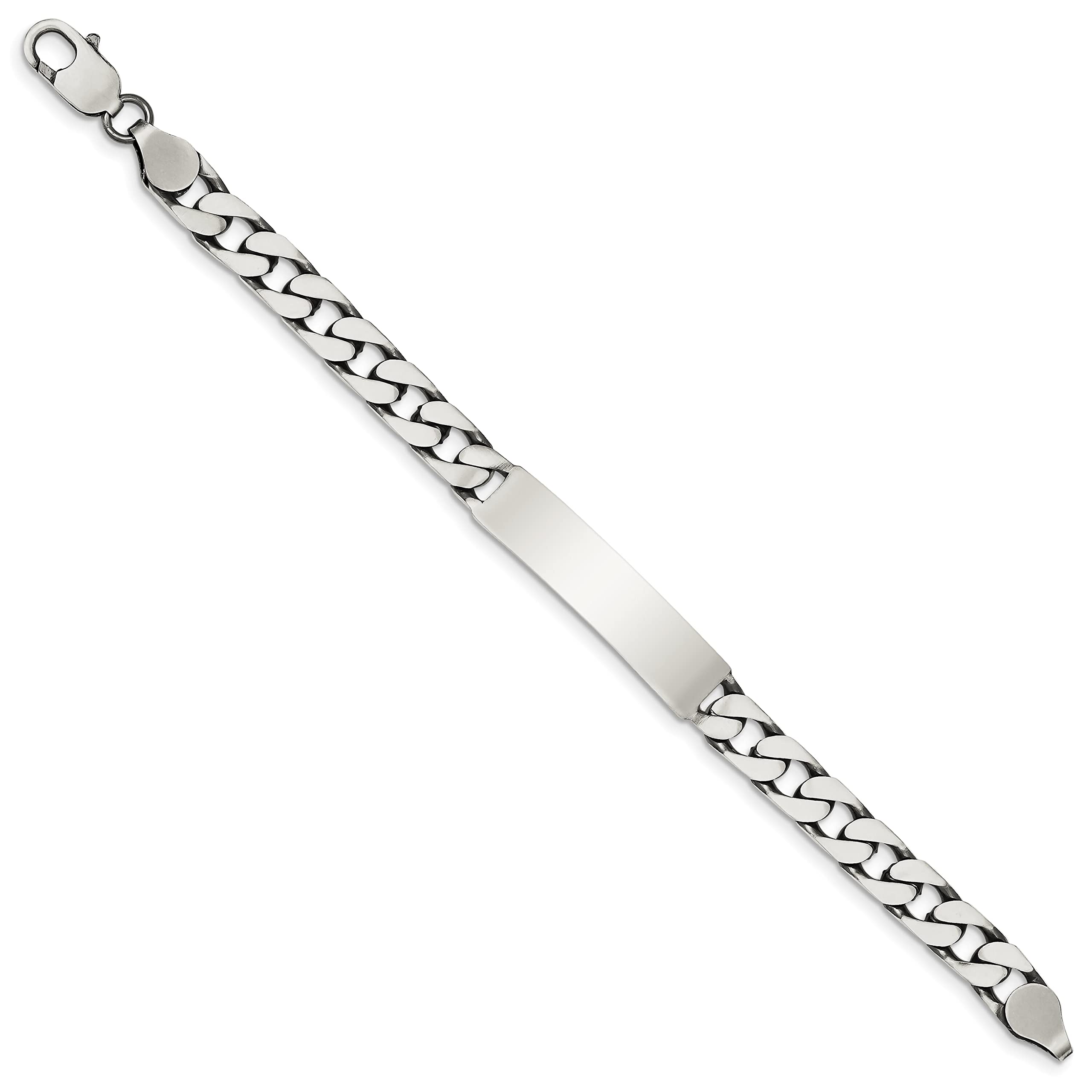 FindingKing Sterling Silver Curb ID Bracelet 8