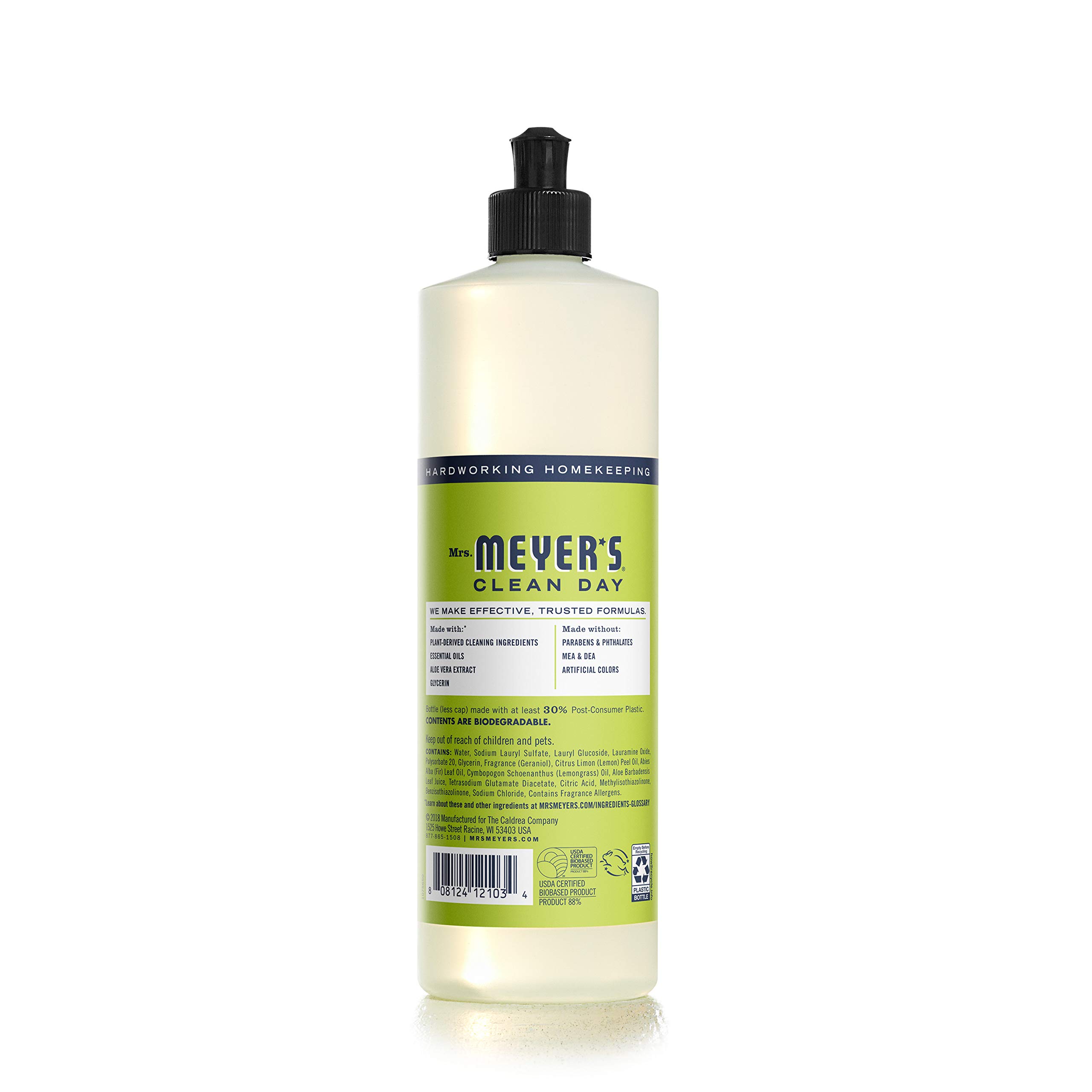 Mrs. Meyer's Clean Day Liquid Dish Soap - Biodegradable Lemon Verbena Scent (16 fl oz, Pack of 3) | Gentle on Hands, Tough on Grease - Perfect for Daily Dishwashing & Kitchen Cleaning