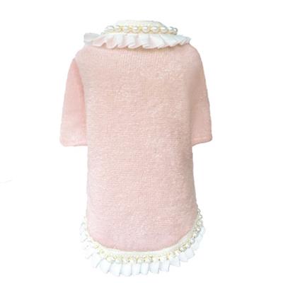Dream Pearls Dog Sweater - Soft Peach Knitted Winter Coat for Small Medium Dogs - Perfect for Cold Weather Walks & Indoor Comfort
