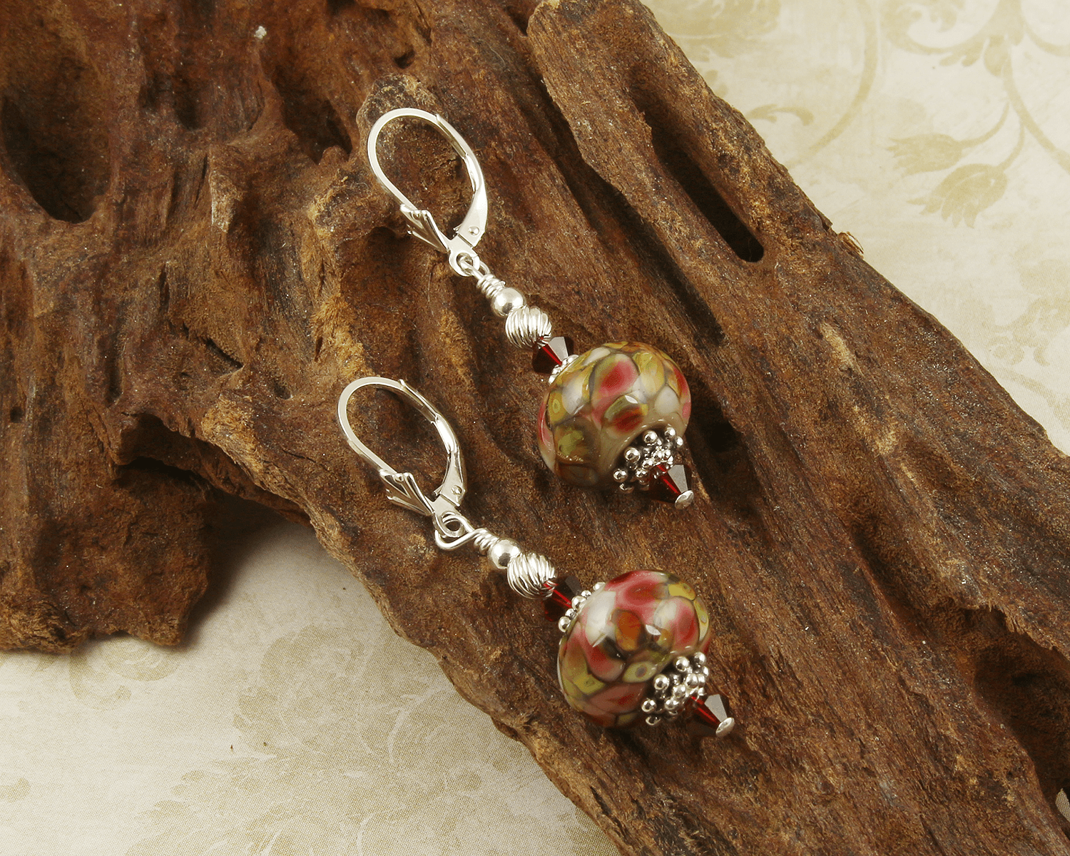 Elegant Tiffany Style Ruby Lampwork Earrings for Women - Handmade Glass Bead Jewelry for Parties, Weddings & Special Occasions