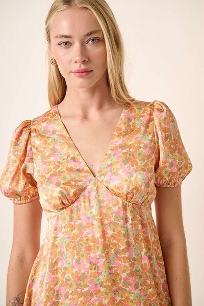 Stylish Puff Sleeve Mini Dress for Women - Flowy Summer Dress with Elastic Waist - Perfect for Beach, Vacation, and Date Night Outfits