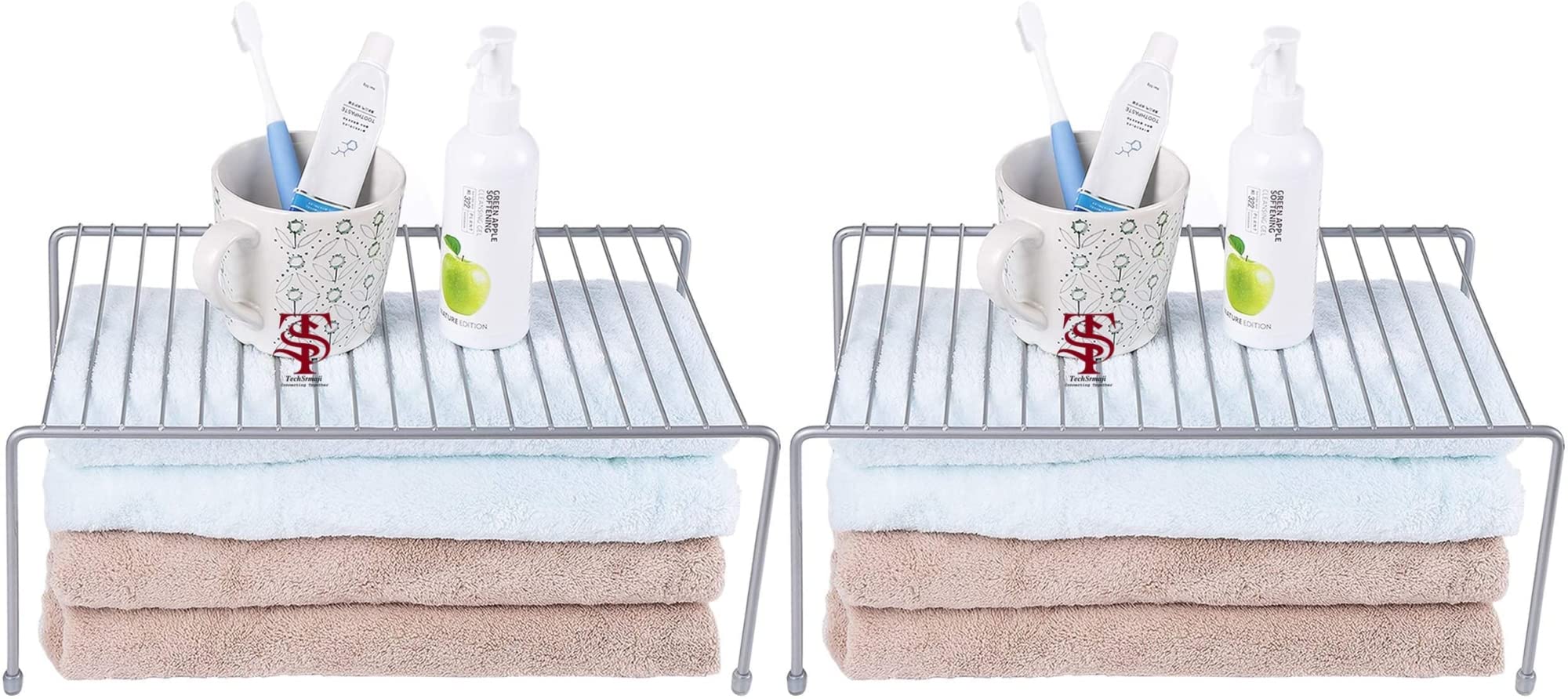 Namani Stainless Steel Kitchen Dish Rack - 2 Pack Silver | Space Saving Countertop & Under Sink Organizer | Durable Steel Shelf for Dishes, Utensils & Kitchen Storage | Perfect for Small Kitchens, Apartments & RVs