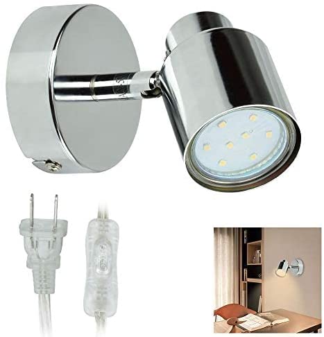 Depuley 3W Adjustable Indoor LED Wall Spotlight - GU10 Bulb Surface Mounted Downlight with US Plug | Perfect for Living Room, Bedroom, Hallway & Staircase Lighting