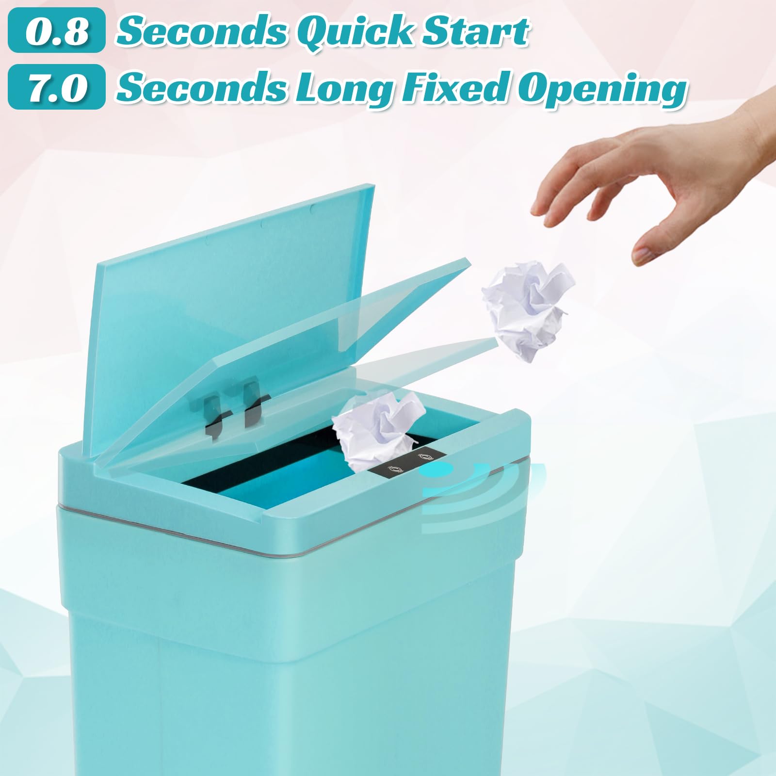 **DKeli 13 Gallon Automatic Touchless Trash Can with Lid – Sensor Kitchen Garbage Bin for Bathroom, Bedroom, Home & Office – High-Capacity 50L Plastic Waste Bin (Blue) – Ideal for Hands-Free Hygiene & Modern Spaces**