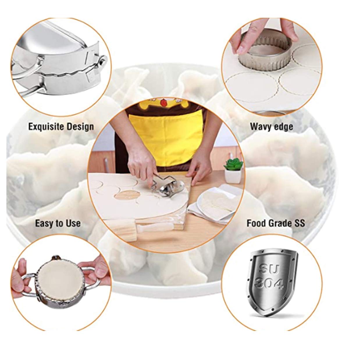 AGOOBO 11-Piece Dumpling Maker Kit - Stainless Steel Dumpling Press Mold, Dough Roller, Filling Spoon - Perfect for Homemade Chinese Dumplings, Pies, Ravioli & Empanadas - Great for Family Cooking & Asian Cuisine Lovers