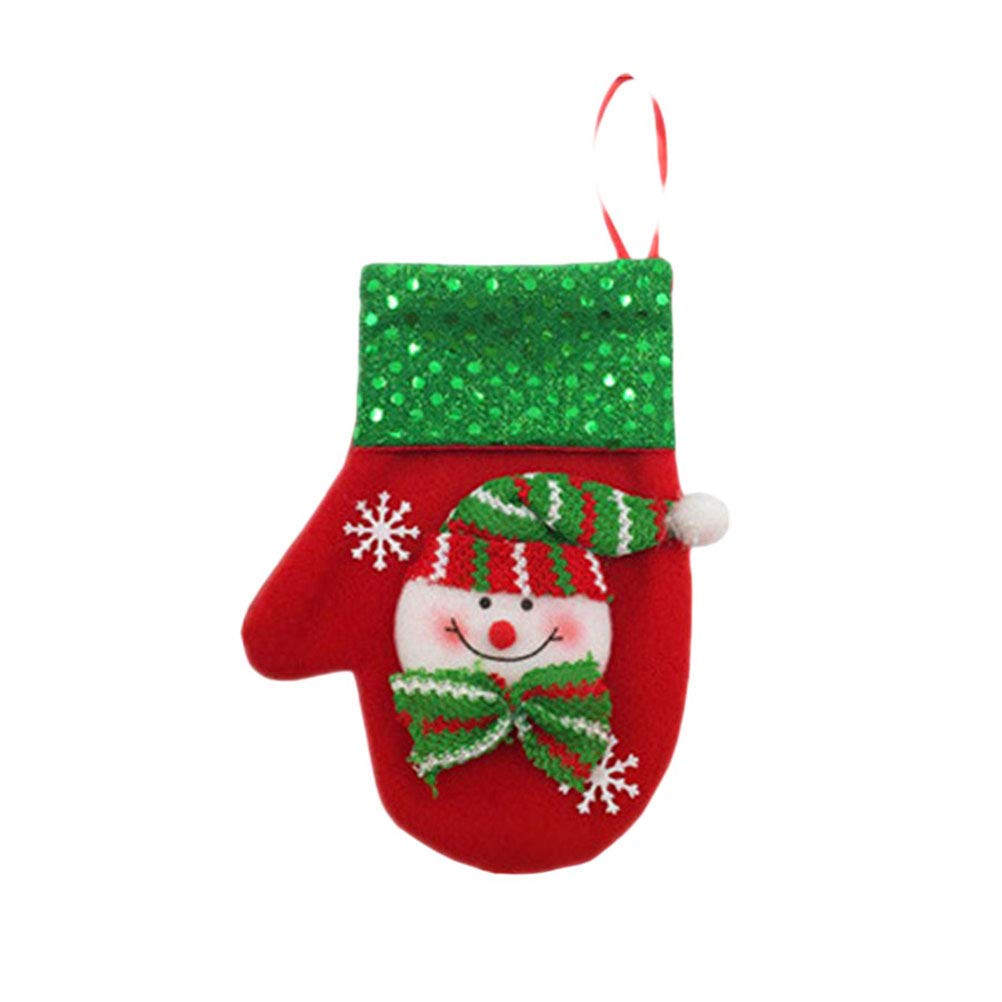 Amosfun Christmas Candy Bags & Cutlery Holder - Snowman Pattern Holiday Party Decorations for Christmas Tree, Gift Wrapping & Table Setting