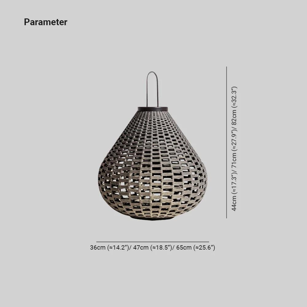 Rustic Woven Lantern Handle Outdoor Floor Lamp - Modern Boho Decor for Patio, Garden, Porch & Backyard Lighting