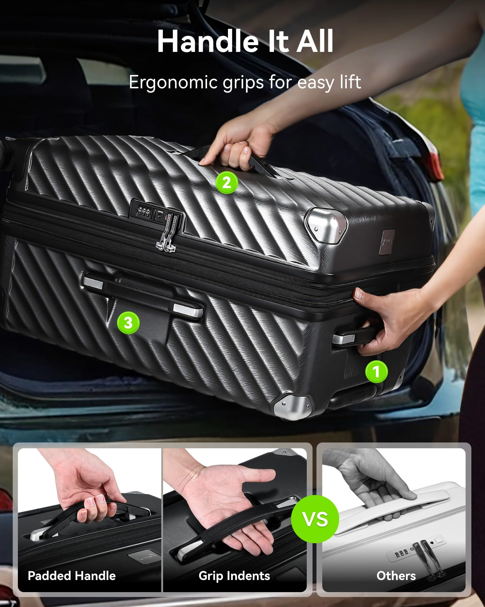 LUGGEX 26 Inch Expandable Spinner Luggage with Shock Absorbing Wheels - Large Capacity Travel Suitcase for Adventure, Business & Vacation - Charcoal Metallic (67.8L) - Perfect for Air Travel, Road Trips & International Journeys