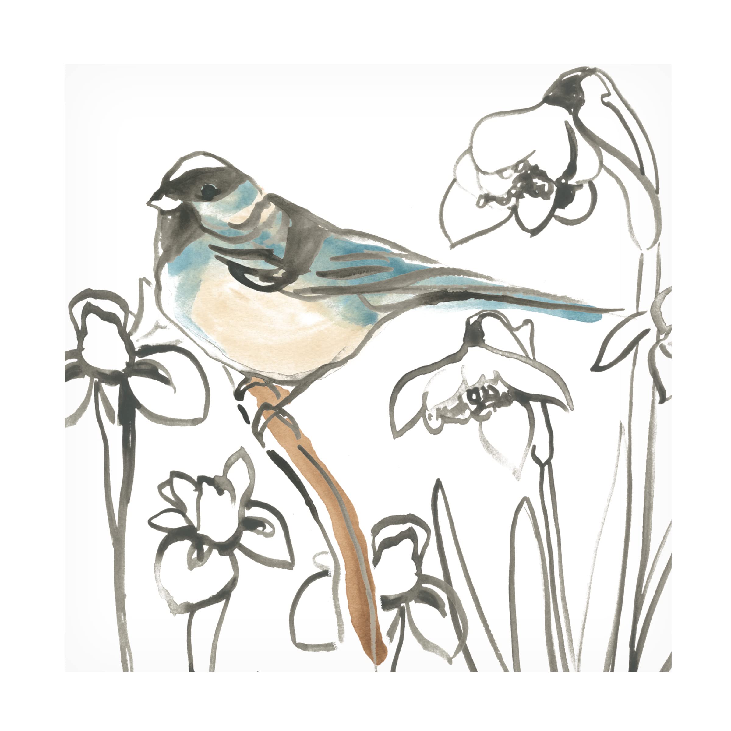 Trademark Fine Art 'Songbird Meadow II' Canvas Wall Art by June Erica Vess - Hand-Painted Floral Landscape Painting for Living Room, Bedroom & Office Decor