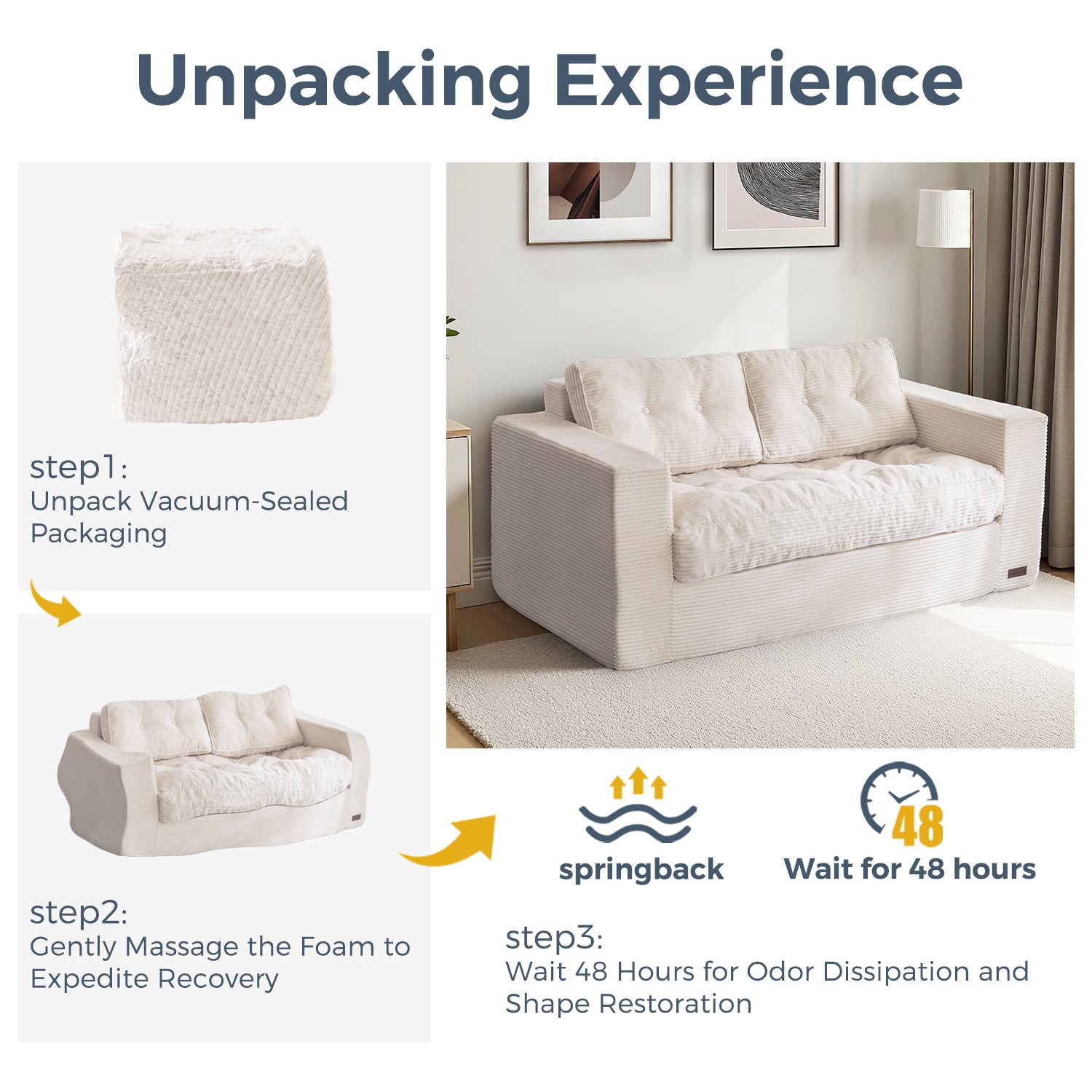 MAXYOYO Bean Bag Sofa Chair - Upholstered Floor Sofa with Armrests for Adults, Beige | Comfortable Lounge Seating for Living Room, Bedroom & Game Room
