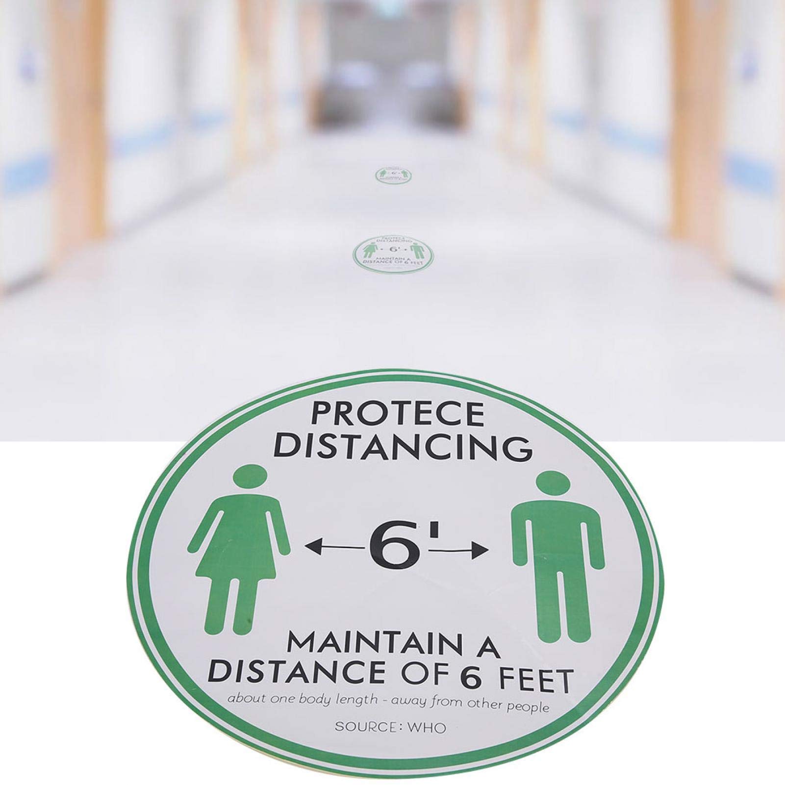 Safety Distance Floor Stickers - Portable Social Distancing Warning Decals for Offices & Public Places (Style 3) | Ideal for COVID-19 Prevention, Queue Management & Workplace Safety